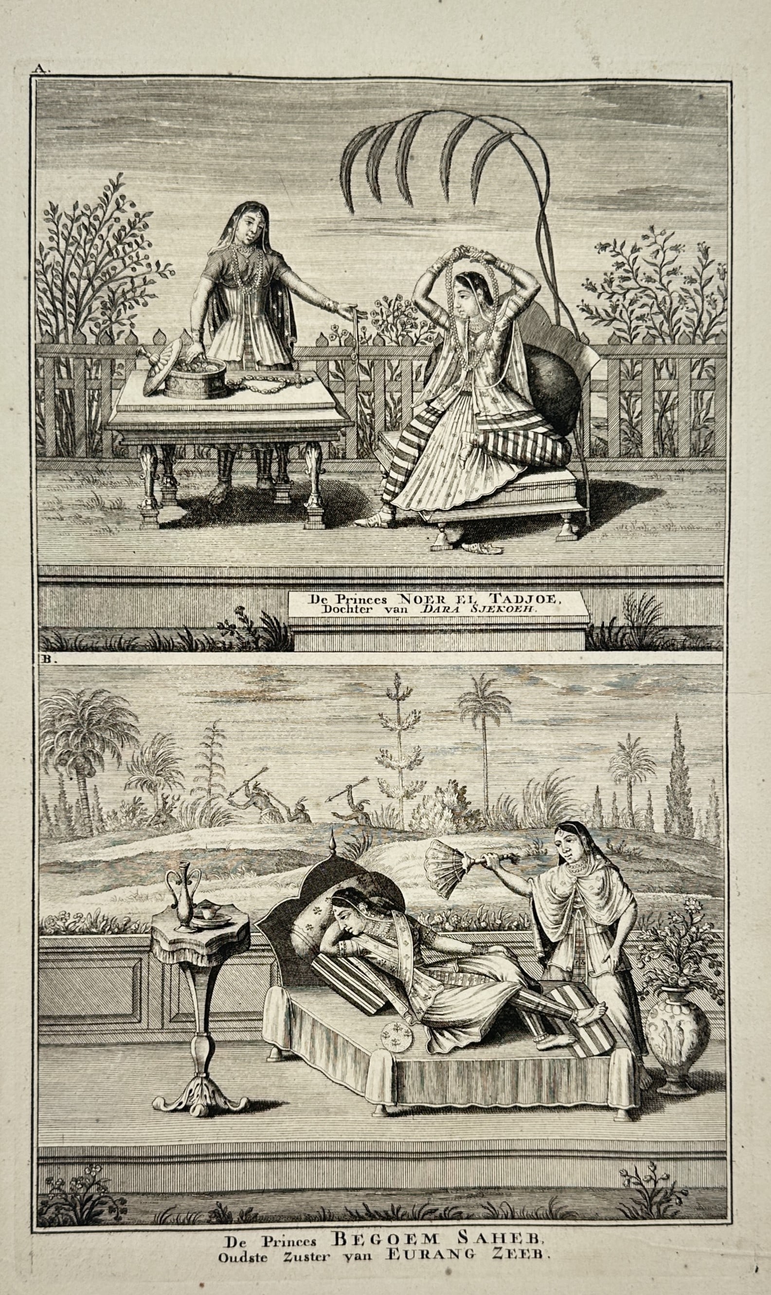 François Valentijn (1666–1727) – Portraits of Princess Nadira Banu Begum and Princess Jahanara (1 of 2)
