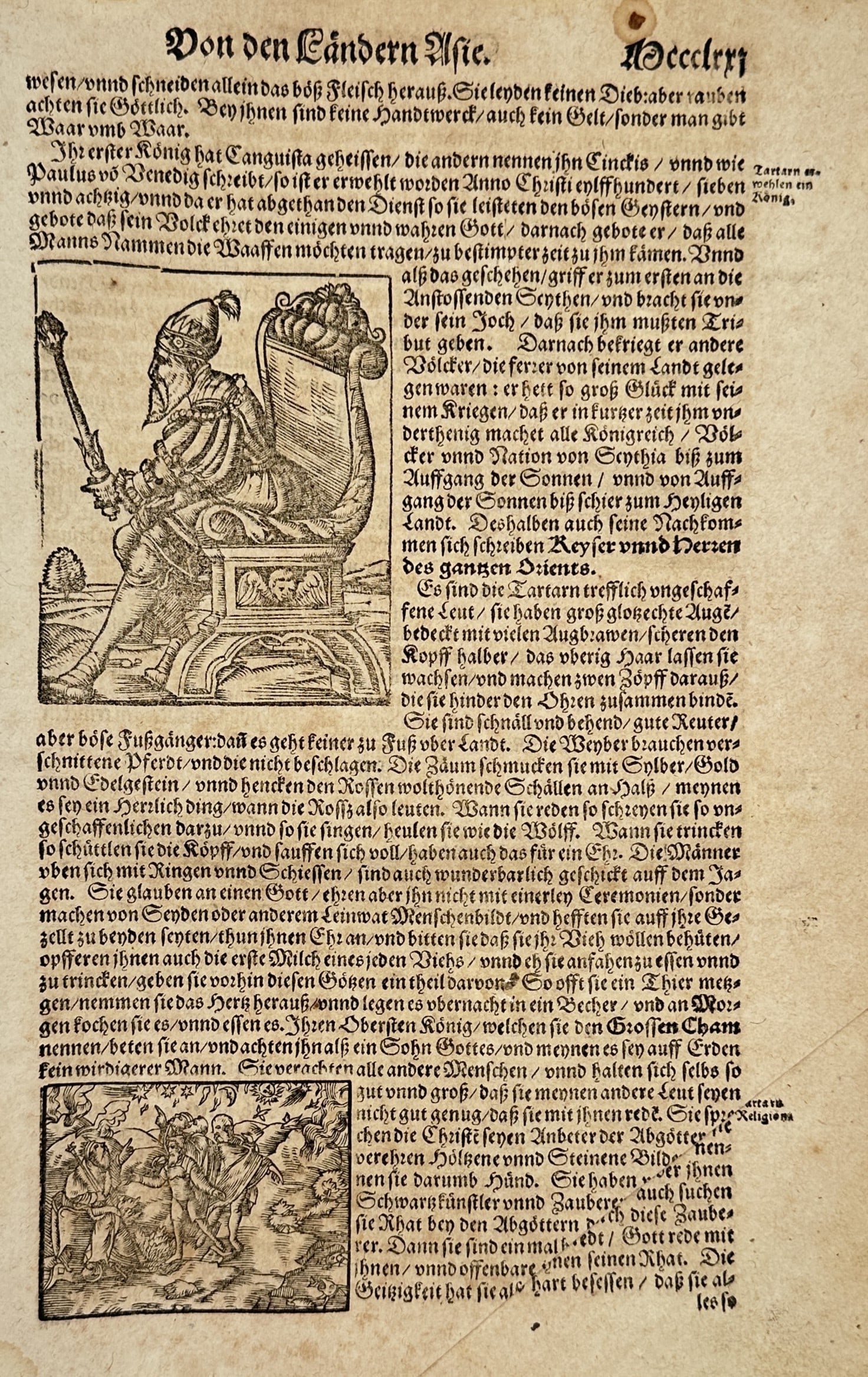 Sebastian Münster (1488–1552) – Historical Account of Asian Lands and Tartars – Woodcut (1 of 2)