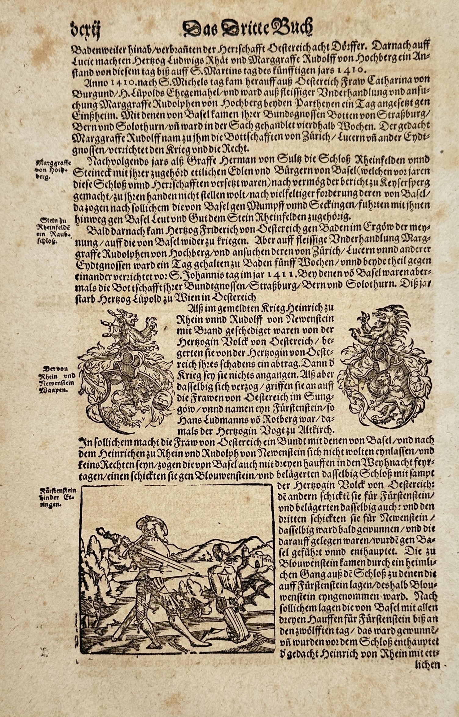 Sebastian Münster (1488–1552) – Historical Account of Basel Conflicts with Blauenstein – (1 of 2)