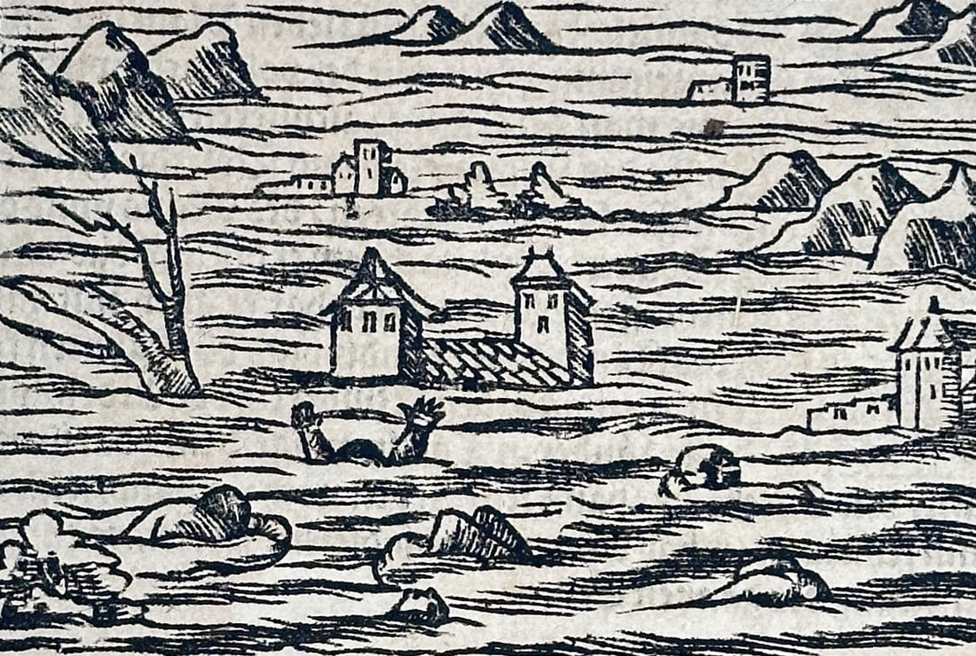 Sebastian Münster (1488–1552) – Historical Account of Egypt and the Nile Inundation – Woodcut (1 of 3)