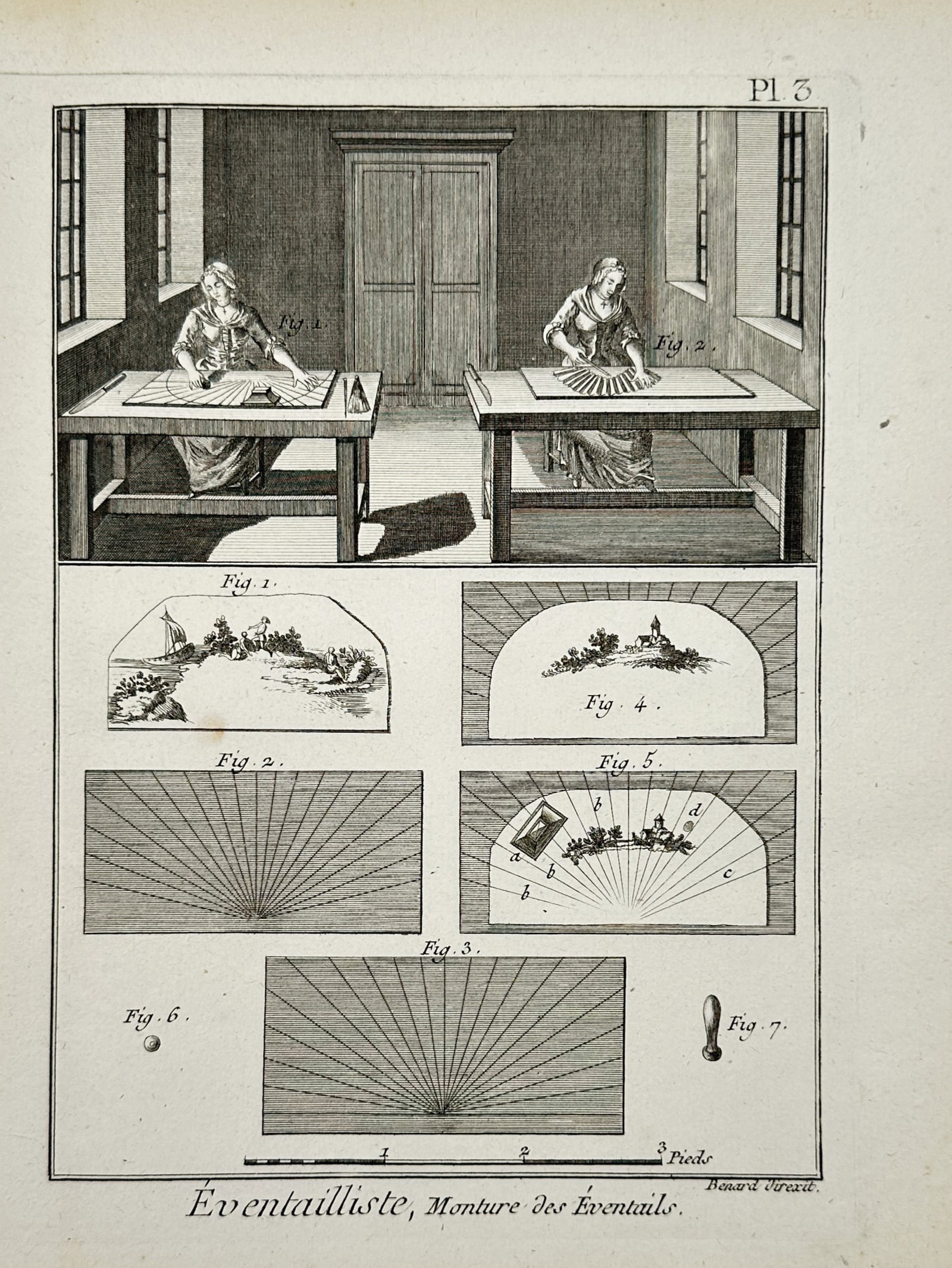 Robert Bénard – Industrial Illustration of Fan Making and Mounting – Engraving (circa 1780) (1 of 2)