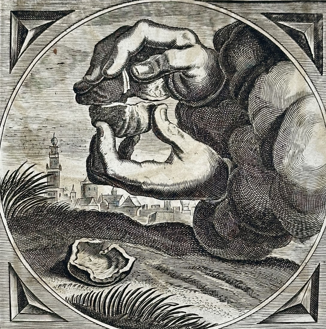 Jacob Cats tota– Emblematic Illustration of Interlocking Hands Joining Shells – Engraving (1 of 3)