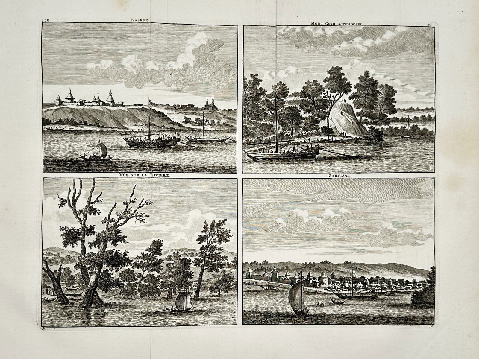 Cornelis de Bruyn – Historical Views of Russian Settlements and River Landscapes – Engraving (1 of 2)