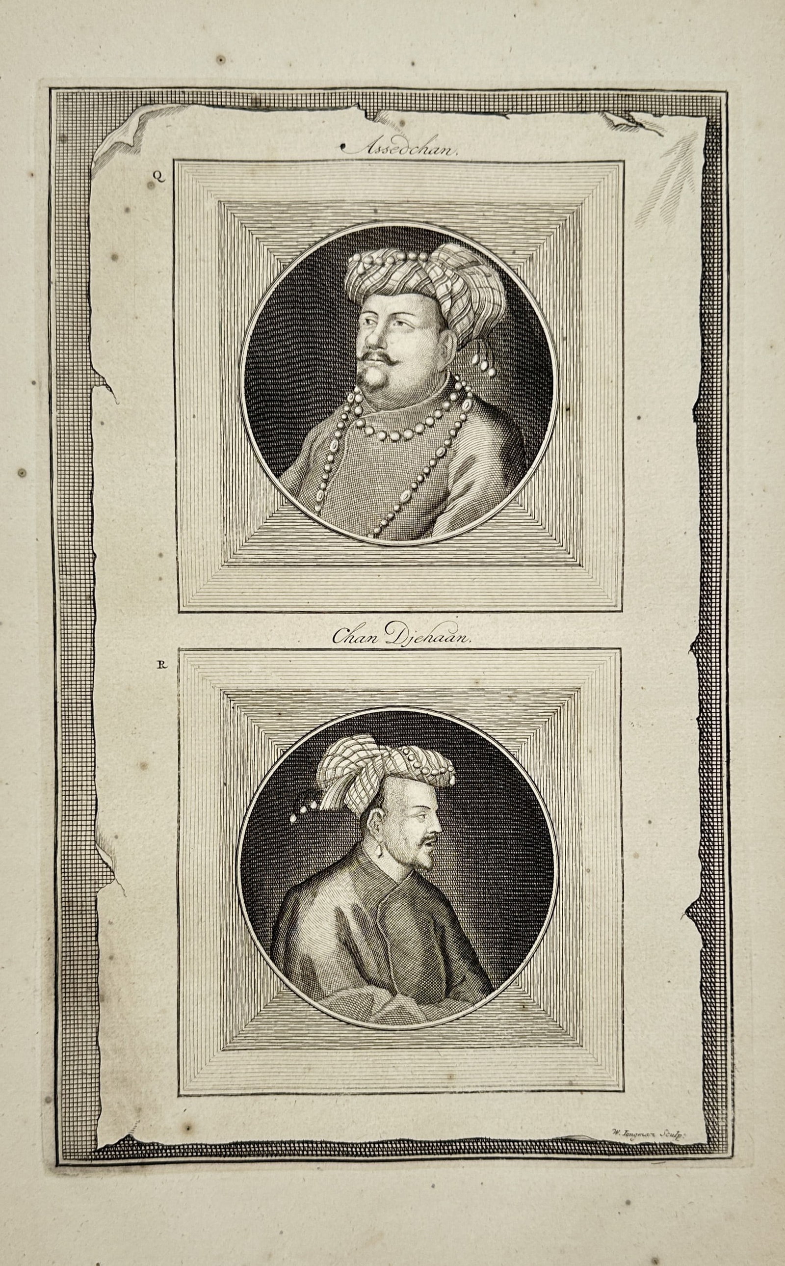 François Valentijn – Portraits of Assedchan and Chan Djehaan – Engraving (circa 1724–1726) (1 of 2)