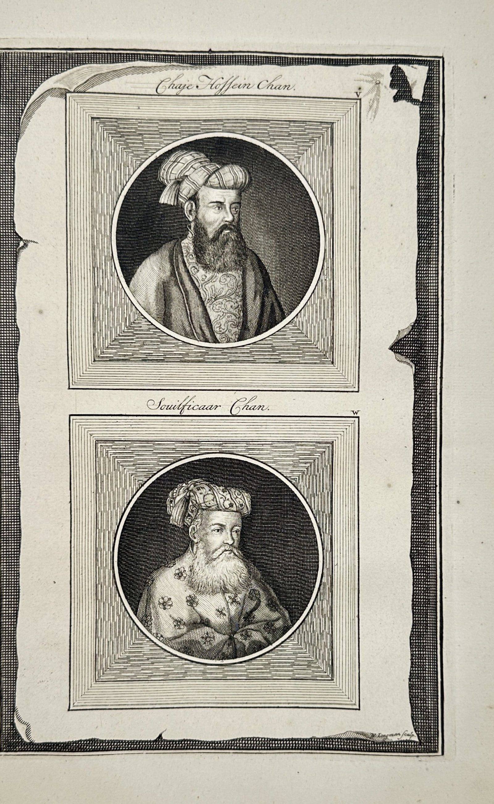 François Valentijn – Portraits of Chaje Hossein Chan and Zoulficaar Chan – Engraving (1 of 2)