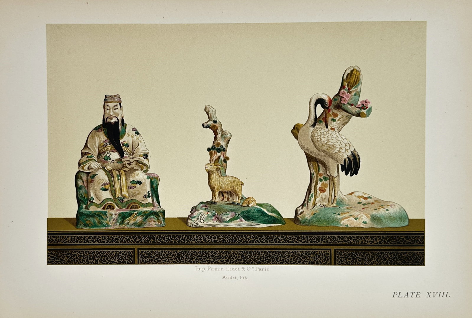 Henry Shaw – Decorative Studies of Chinese Porcelain Figures – Chromolithograph (1851) (1 of 2)
