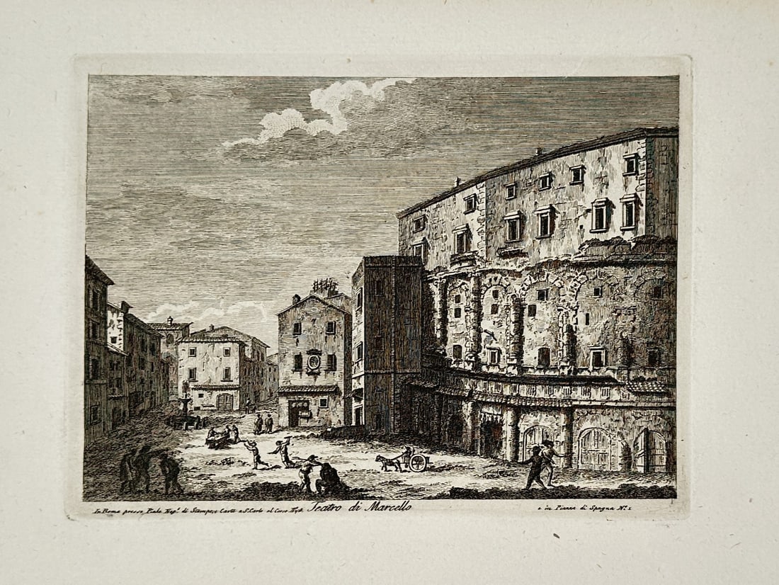 Pietro Parboni (1783–1841) – View of the Theatre of Marcellus – Engraving (1818) (1 of 2)