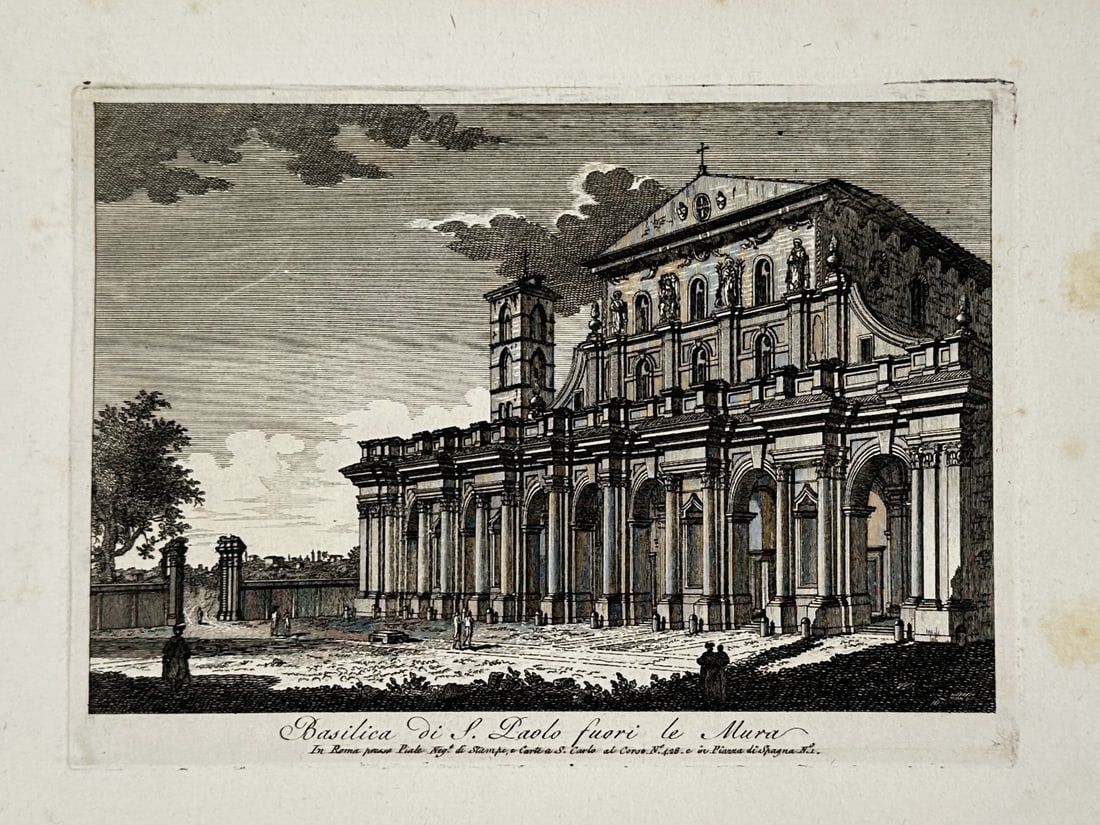 Pietro Parboni (1783–1841) – View of the Basilica of Saint Paul Outside the Walls – Engraving (1 of 2)