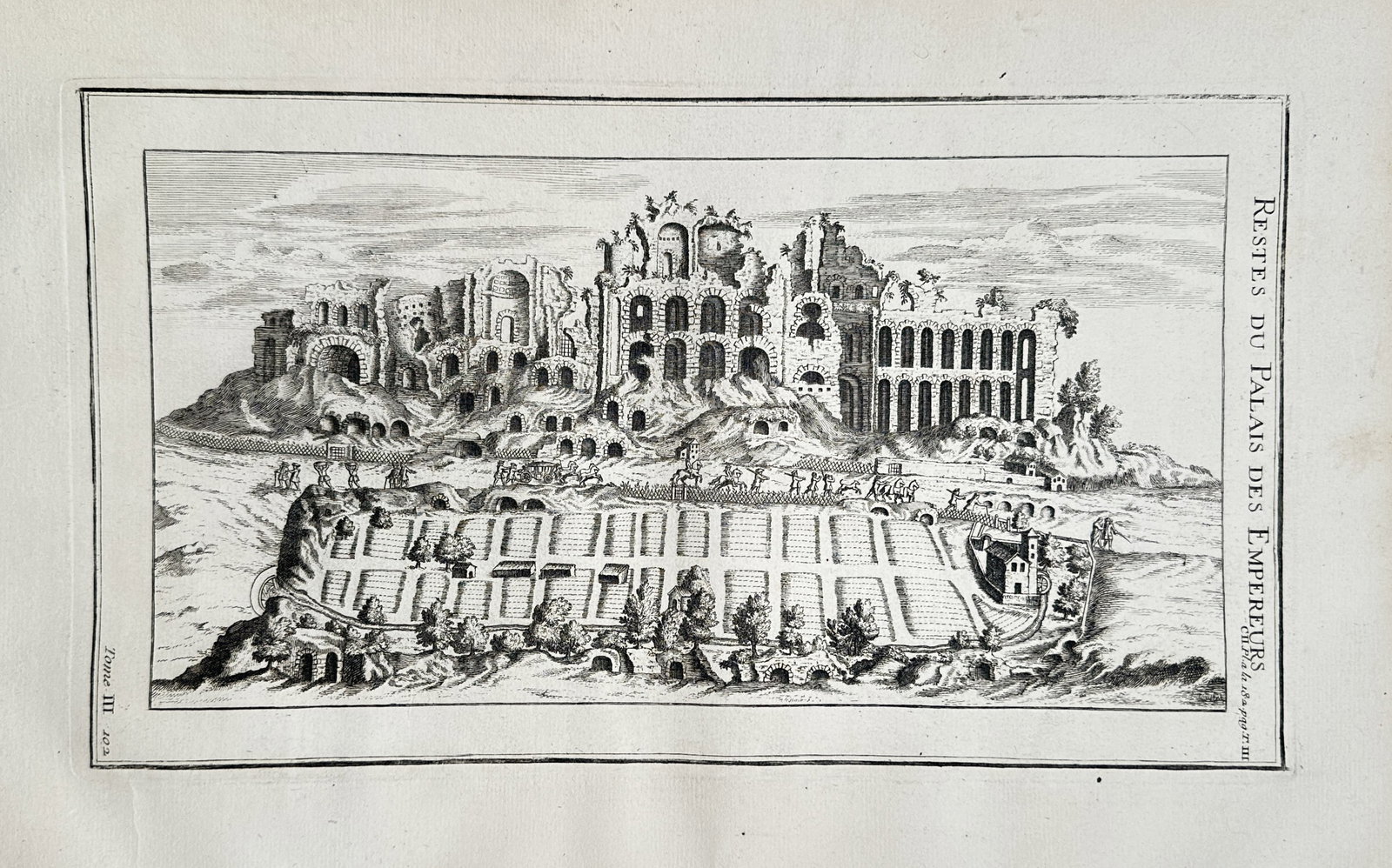 Bernard de Montfaucon (1655–1741) – Remains of the Palace of the Emperors – Engraving (1719) (1 of 2)