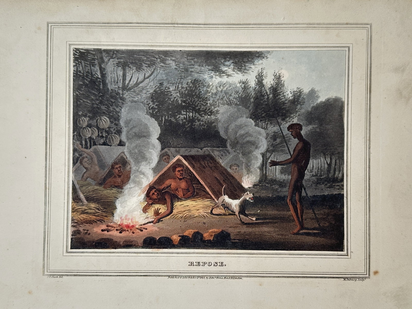 John Heaviside Clark (1771–1863) – Repose – Hand-coloured Aquatint (1813) (1 of 2)