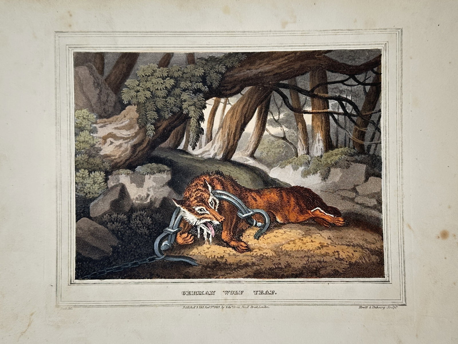 Samuel Howitt (1756/57–1822) – German Wolf Trap – Hand-coloured Aquatint (1813) (1 of 2)