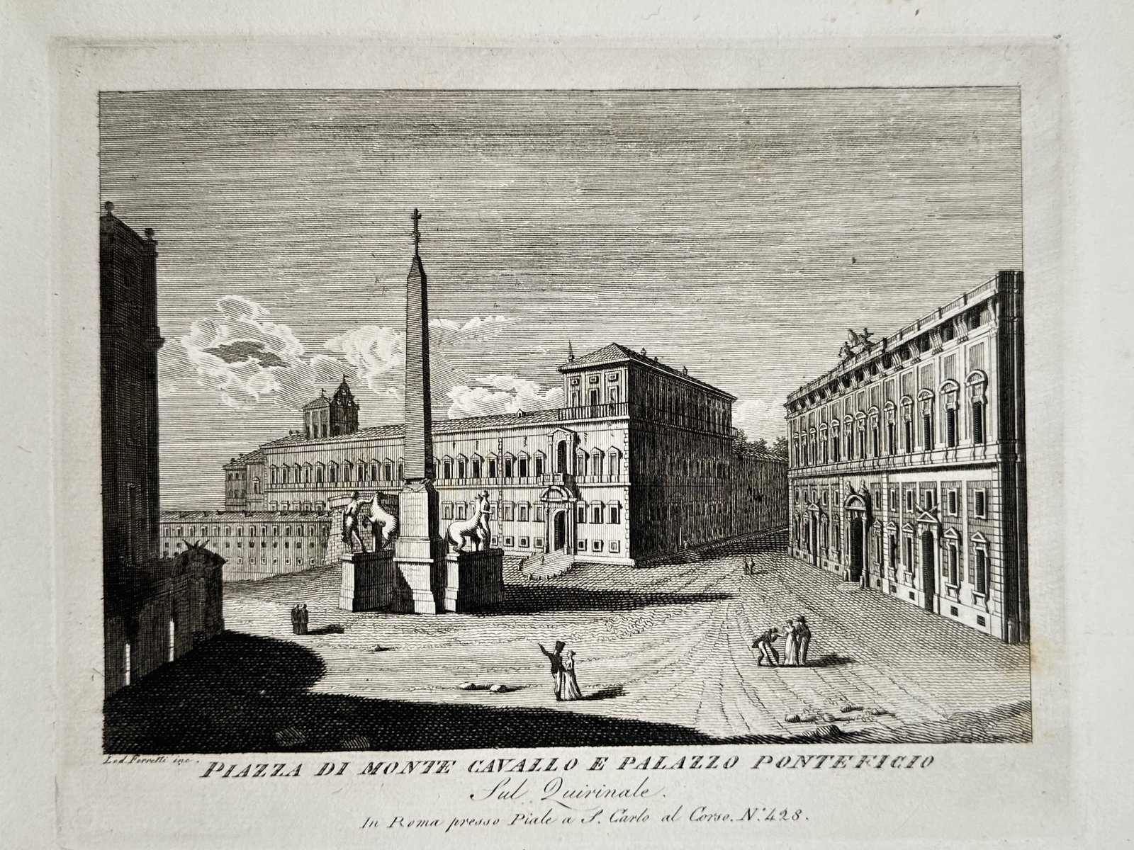 Pietro Parboni (1756–1829) – Piazza di Monte Cavallo e Palazzo Pontificio – Engraving (1 of 2)