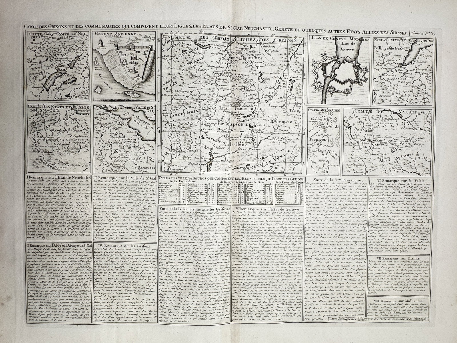 Henri Abraham Chatelain – Map of the Grisons, Saint Gall, Neuchâtel, Geneva and Swiss Allies (1 of 2)