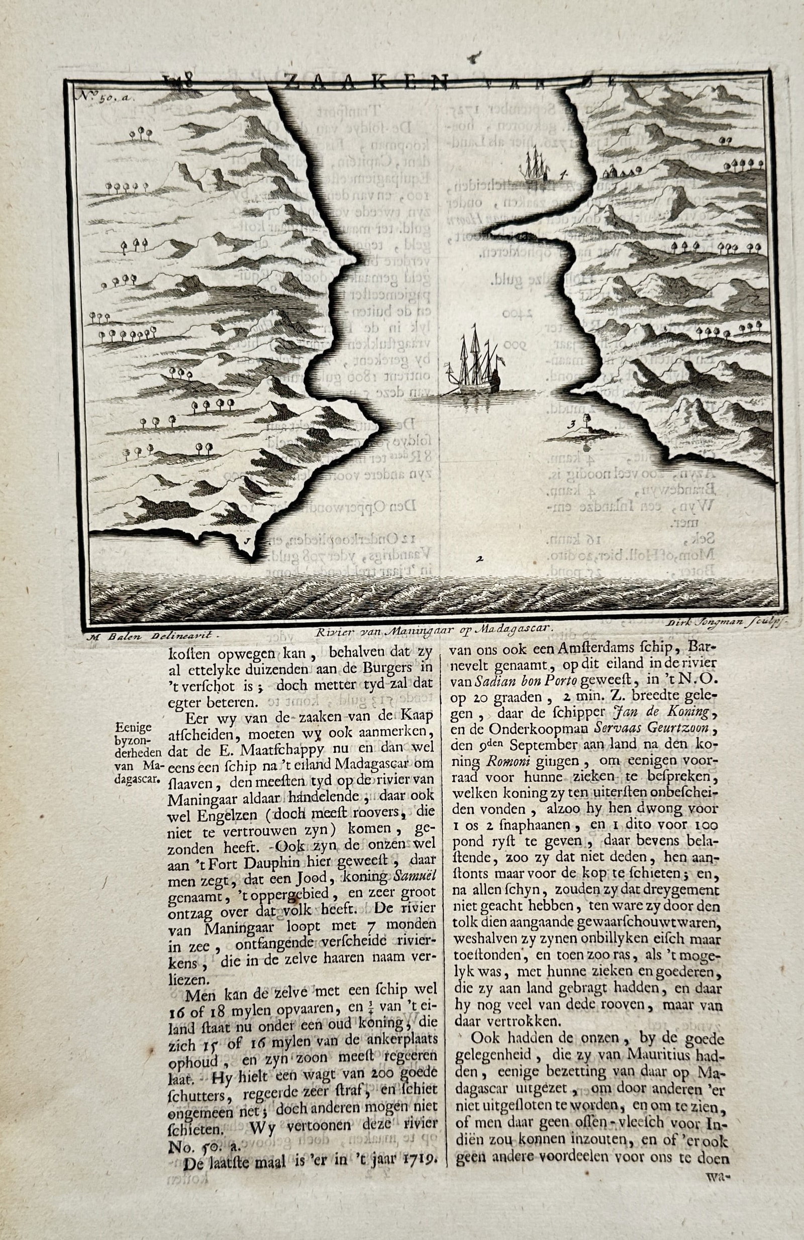 François Valentijn (1666–1727) – Map of the Maningare River in Madagascar – Engraving (1 of 2)