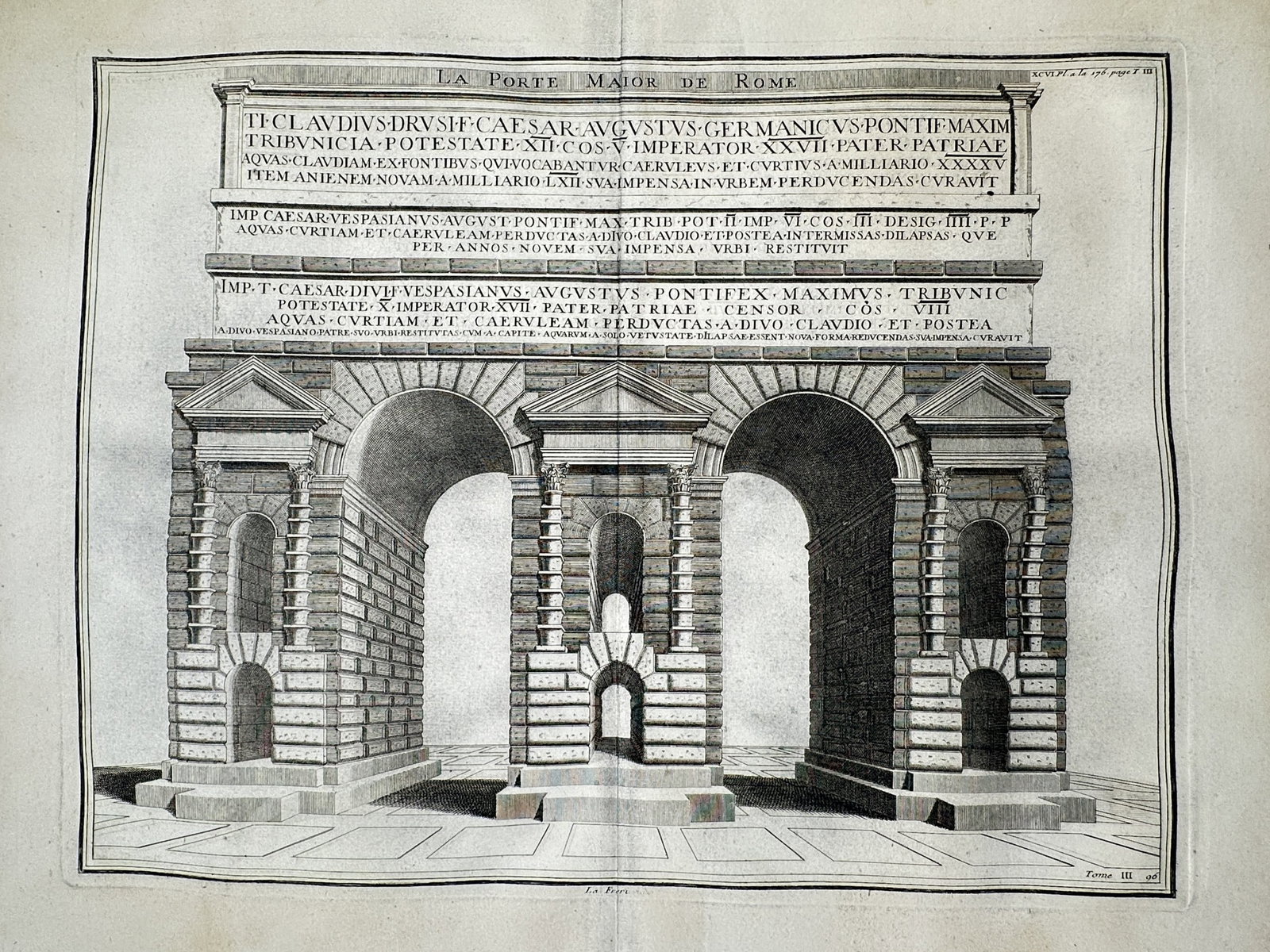 Bernard de Montfaucon (1655–1741) – View of the Porta Maggiore in Rome – Engraving (1 of 2)