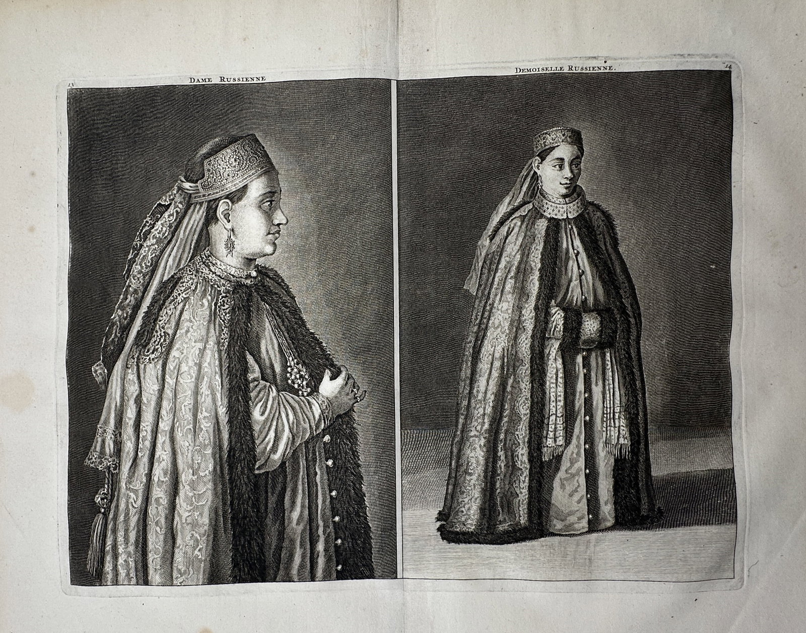 Cornelis de Bruyn – Studies of Russian Noblewomen Costumes – Engraving (1711) (1 of 2)