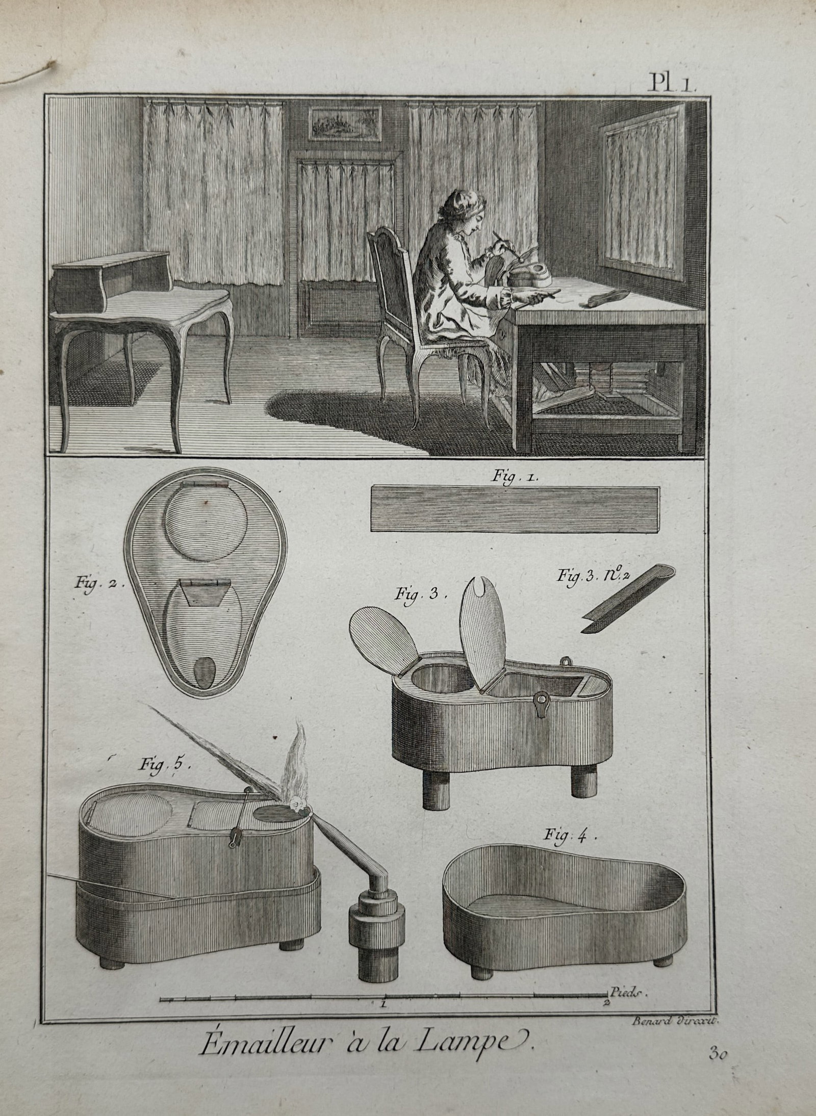 Robert Bénard – Study of a Lamp Enameller’s Workshop and Tools – Engraving (circa (1 of 2)