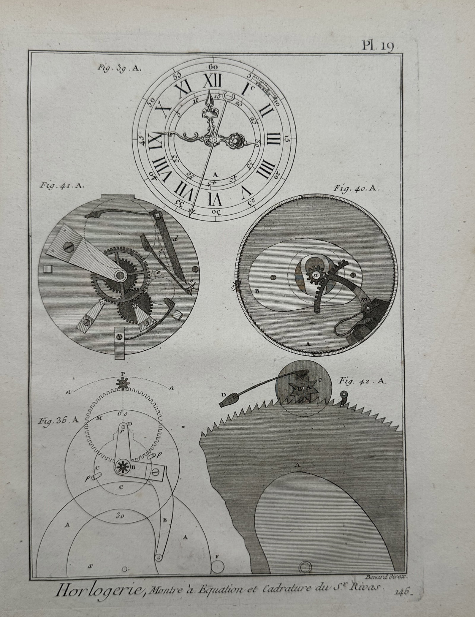Robert Bénard – Study of Horology and Equation Watch Mechanics – Engraving (circa 1760–1770s) (1 of 2)