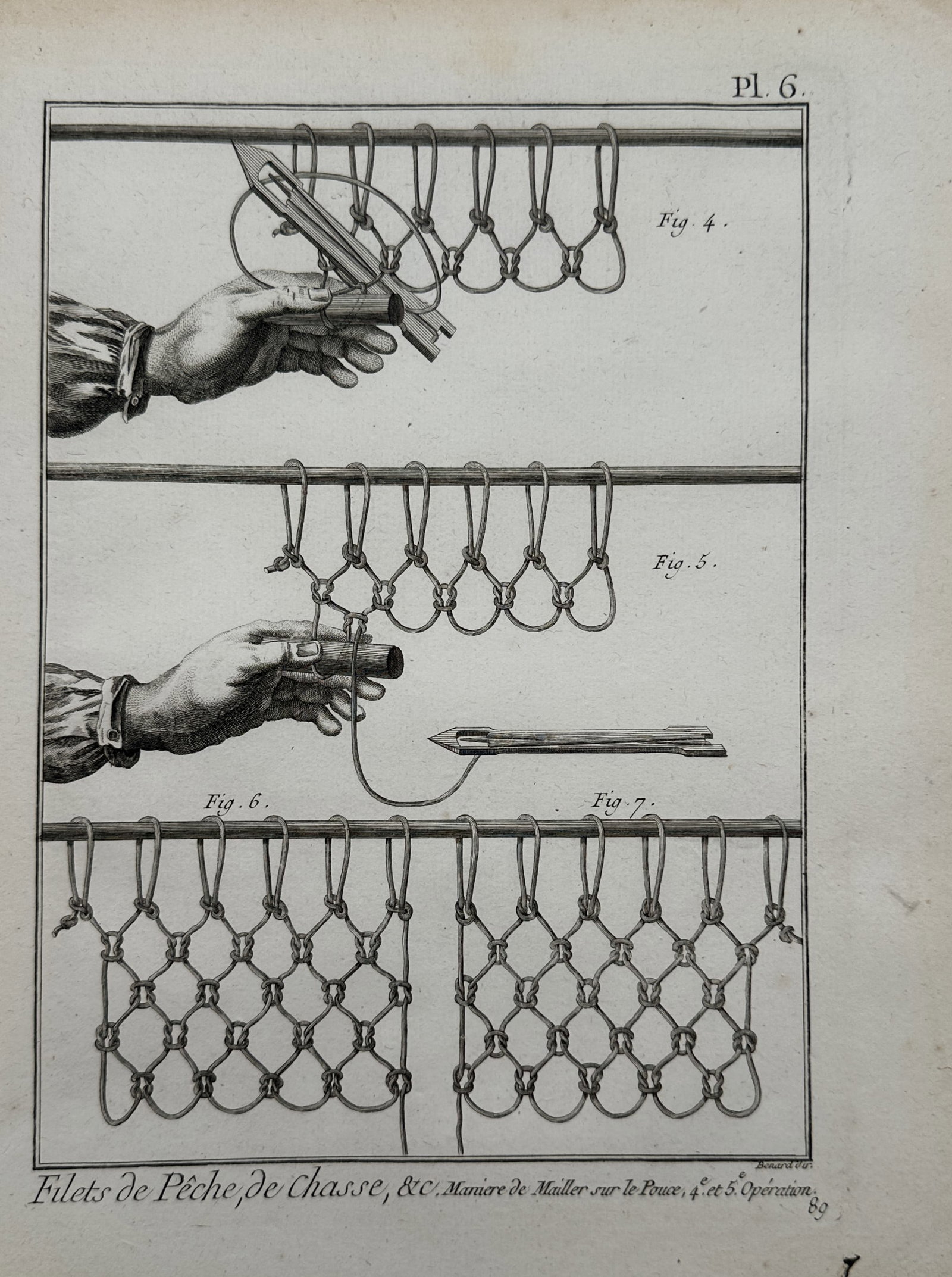 Robert Bénard – Study of Net-Making Techniques for Fishing and Hunting – Engraving (1 of 2)