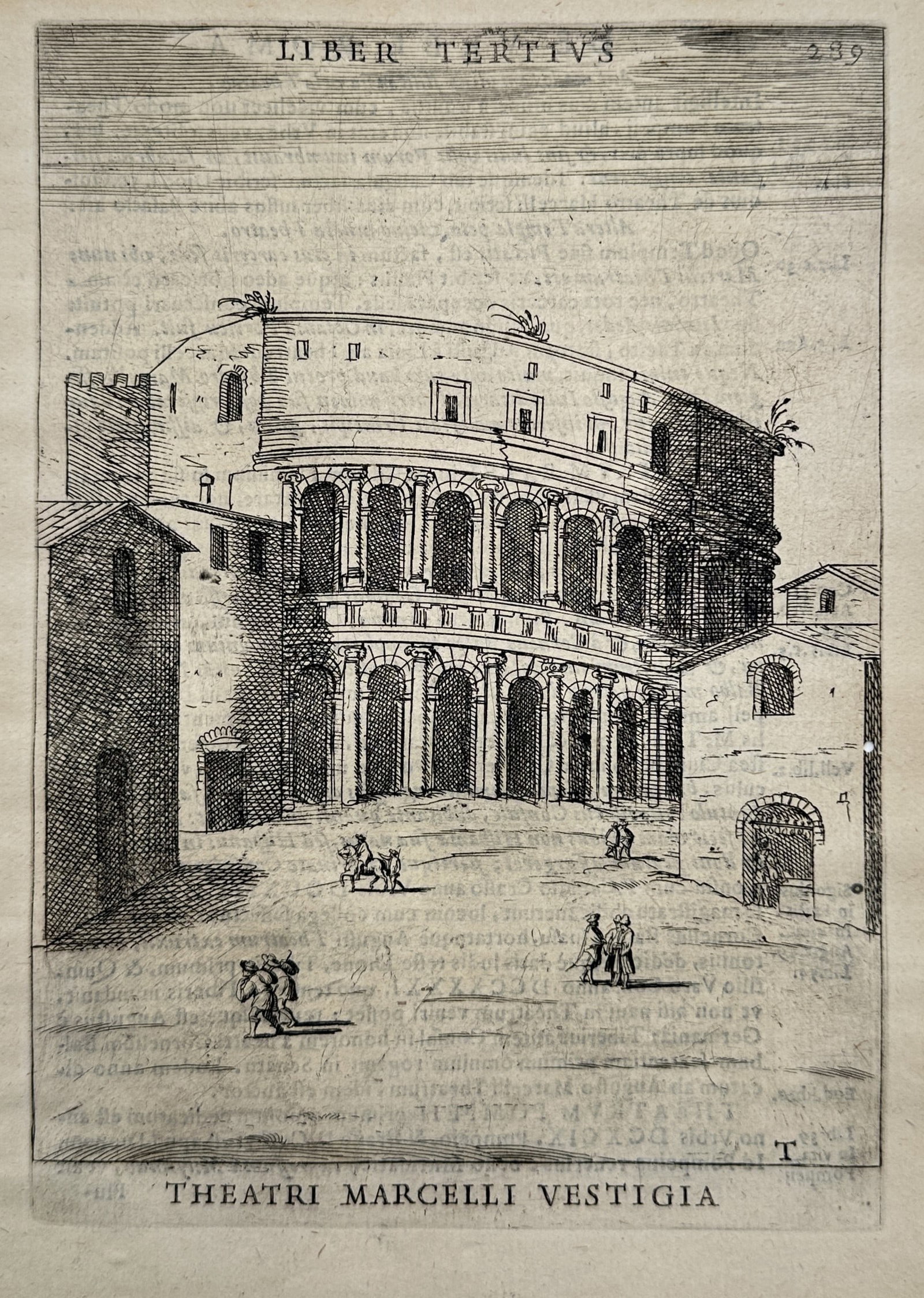 Alessandro Donati (1584–1640) – View of the Theatre of Marcellus Ruins – Woodcut (1639) (1 of 2)