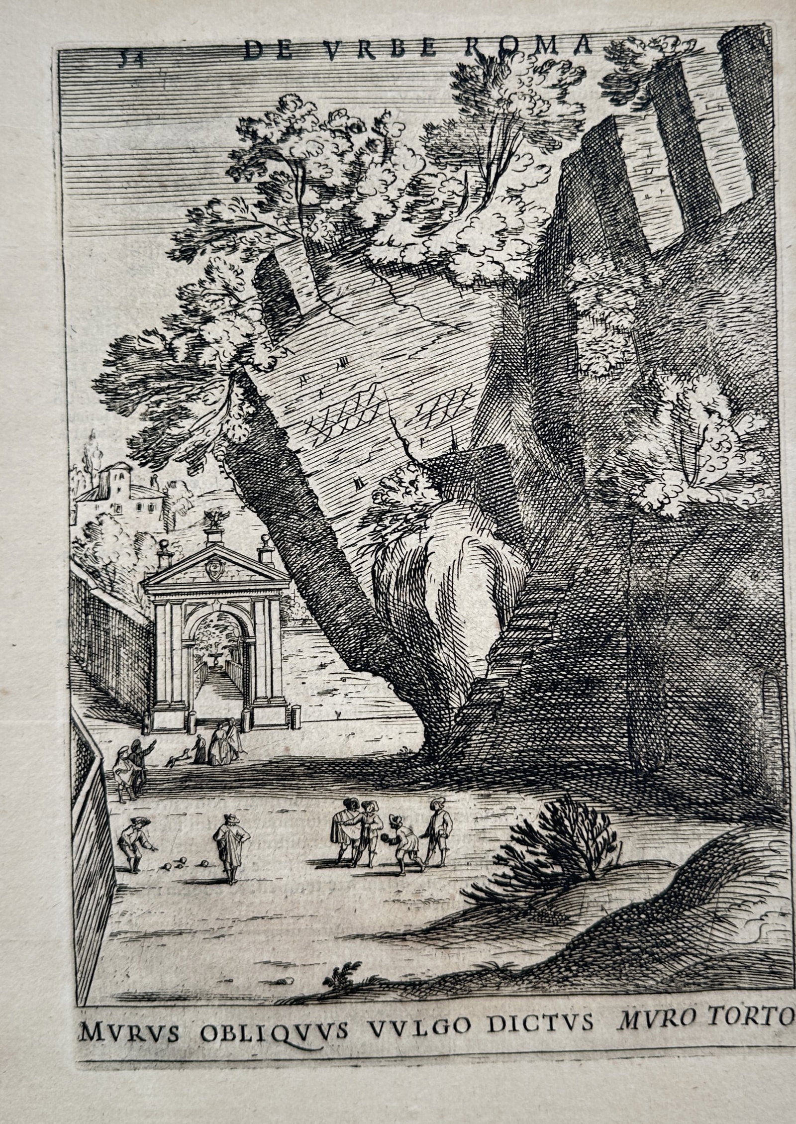 Alessandro Donati (1584–1640) – View of the Muro Torto (The Twisted Wall) – Woodcut (1639) (1 of 2)