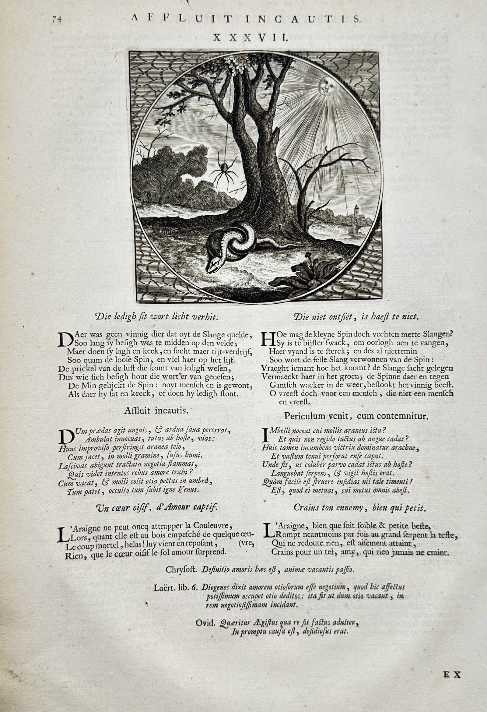 Jacob Cats (1577–1660) – Idle Minds Invite Danger – Engraving (1627) (1 of 2)