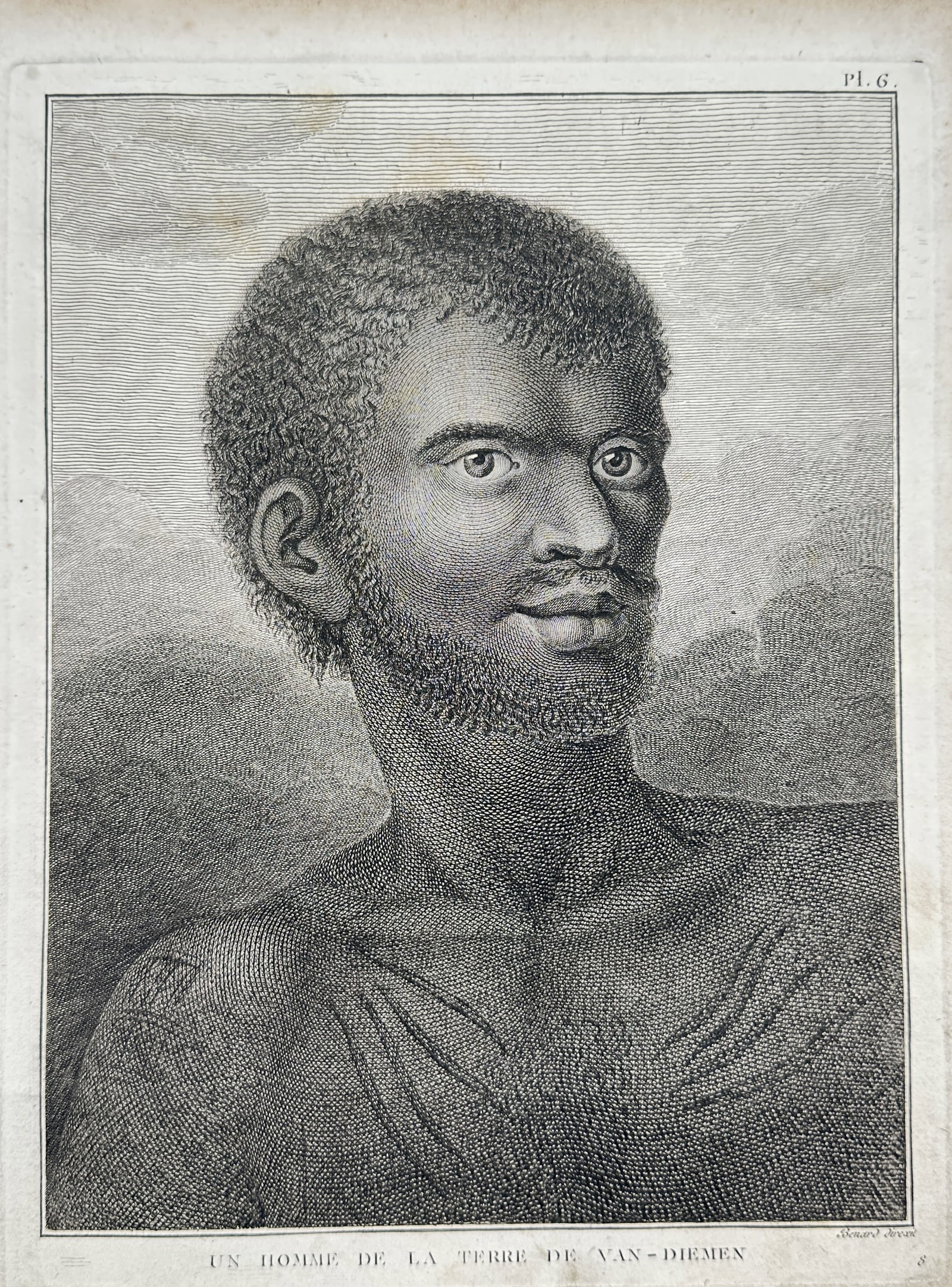 John Webber (1752–1793) – Man of Van Diemen's Land – Hand-coloured engraving (1784) (1 of 2)