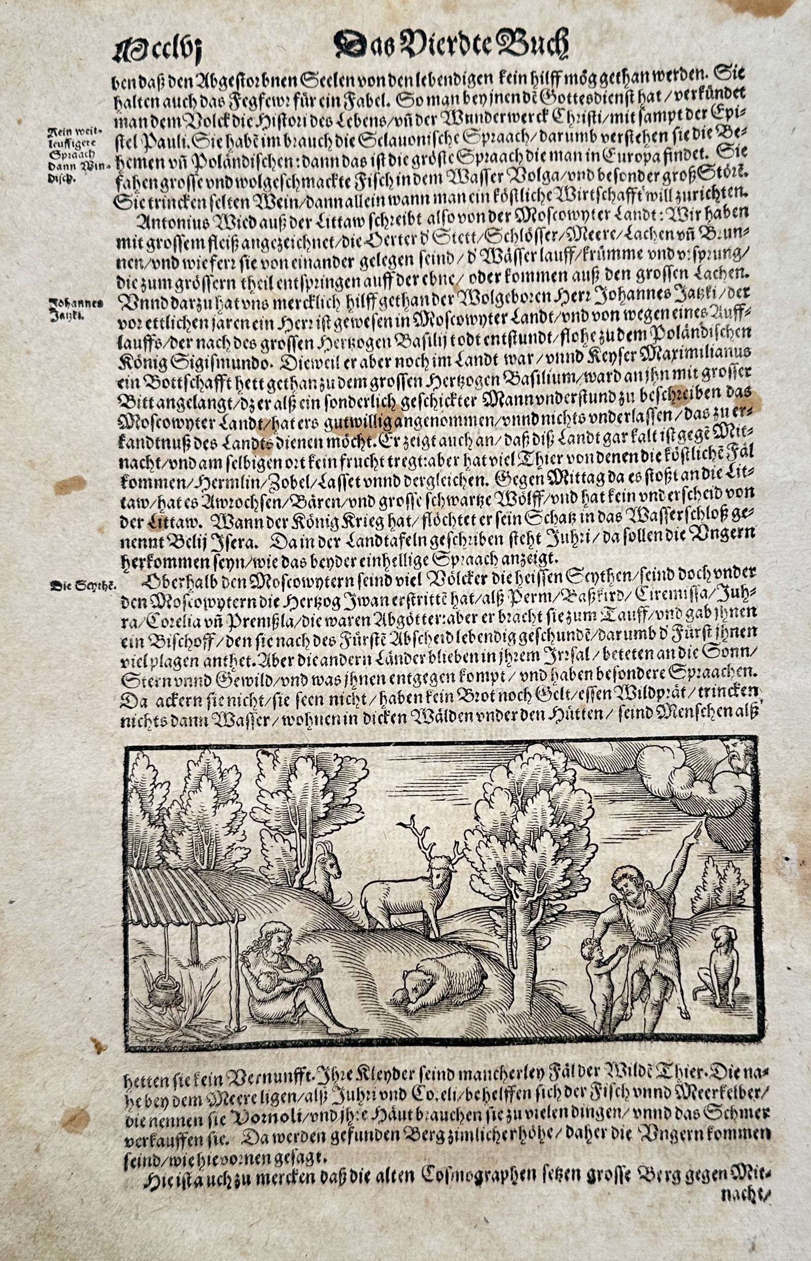 Sebastian Münster (1488–1552) – The Fourth Book with Scythian Wilderness Scene (1 of 2)