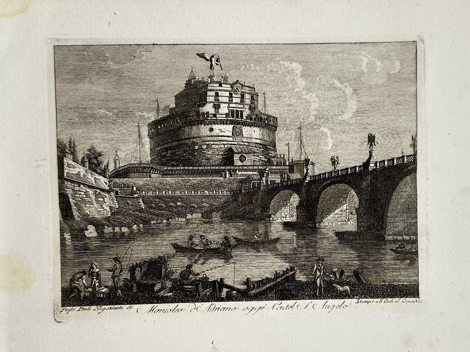 Pietro Parboni (1783–1841) – View of Castel Sant'Angelo – Engraving (1818) (1 of 2)