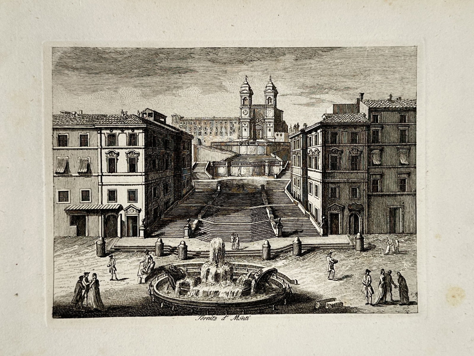 Pietro Parboni (1783–1841) – View of the Spanish Steps – Engraving (1818) (1 of 2)