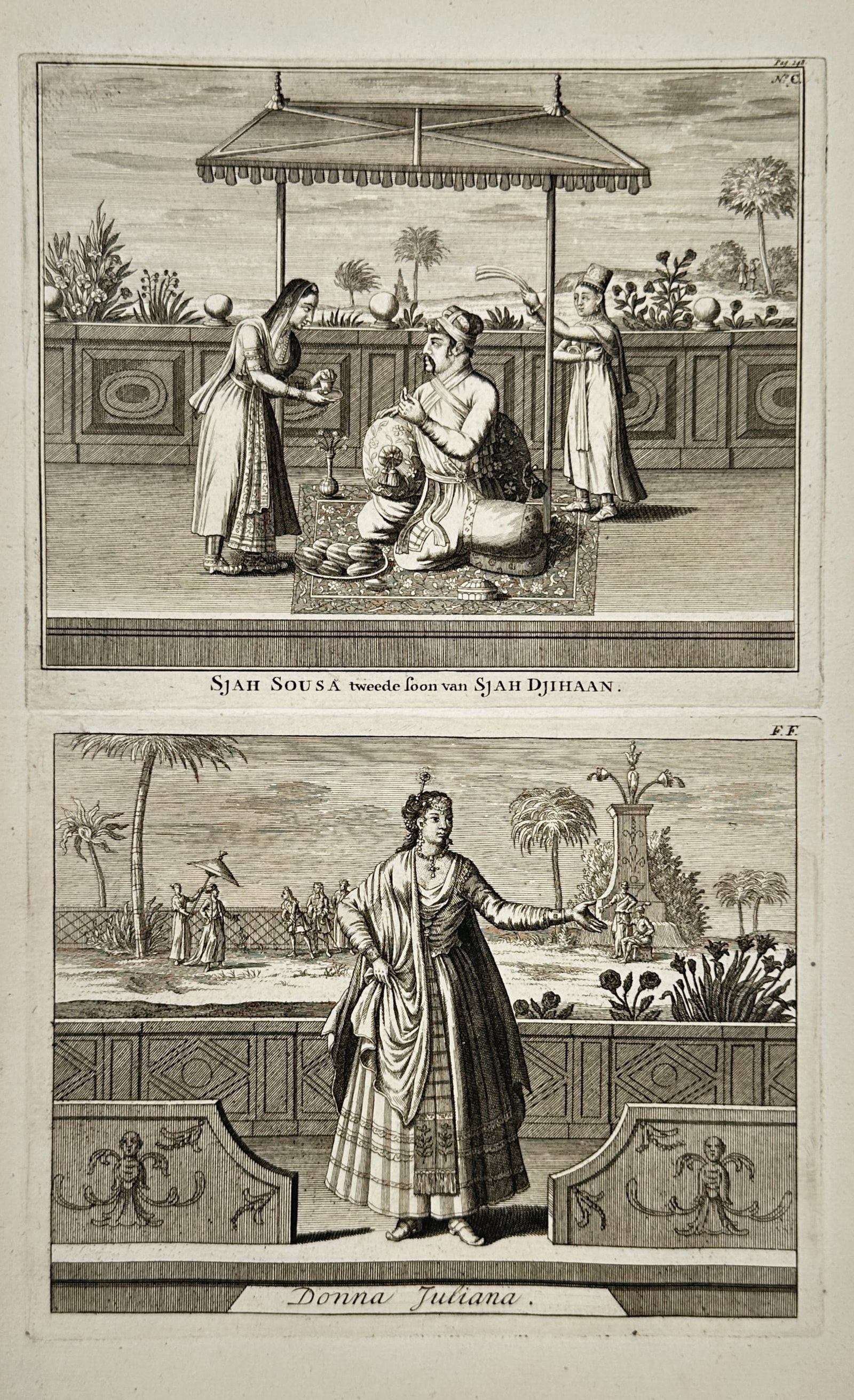 François Valentijn – Portraits of Sjah Sousá and Donna Juliana – Engraving (circa 1724–1726) (1 of 2)