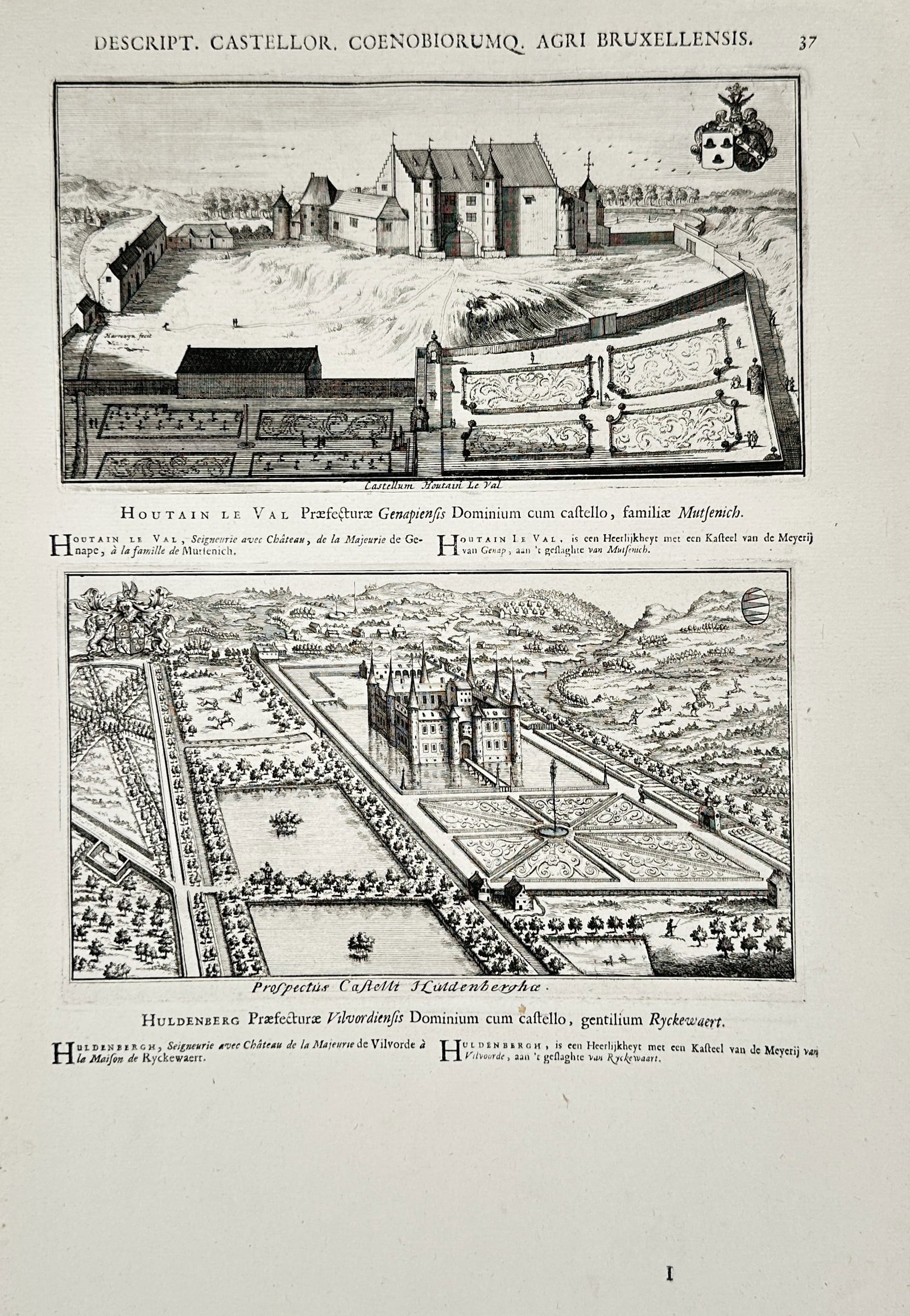 Jakob Le Roy – Topographical Views of Castellum Houtain Le Val and Prospectus Castelli (1 of 2)