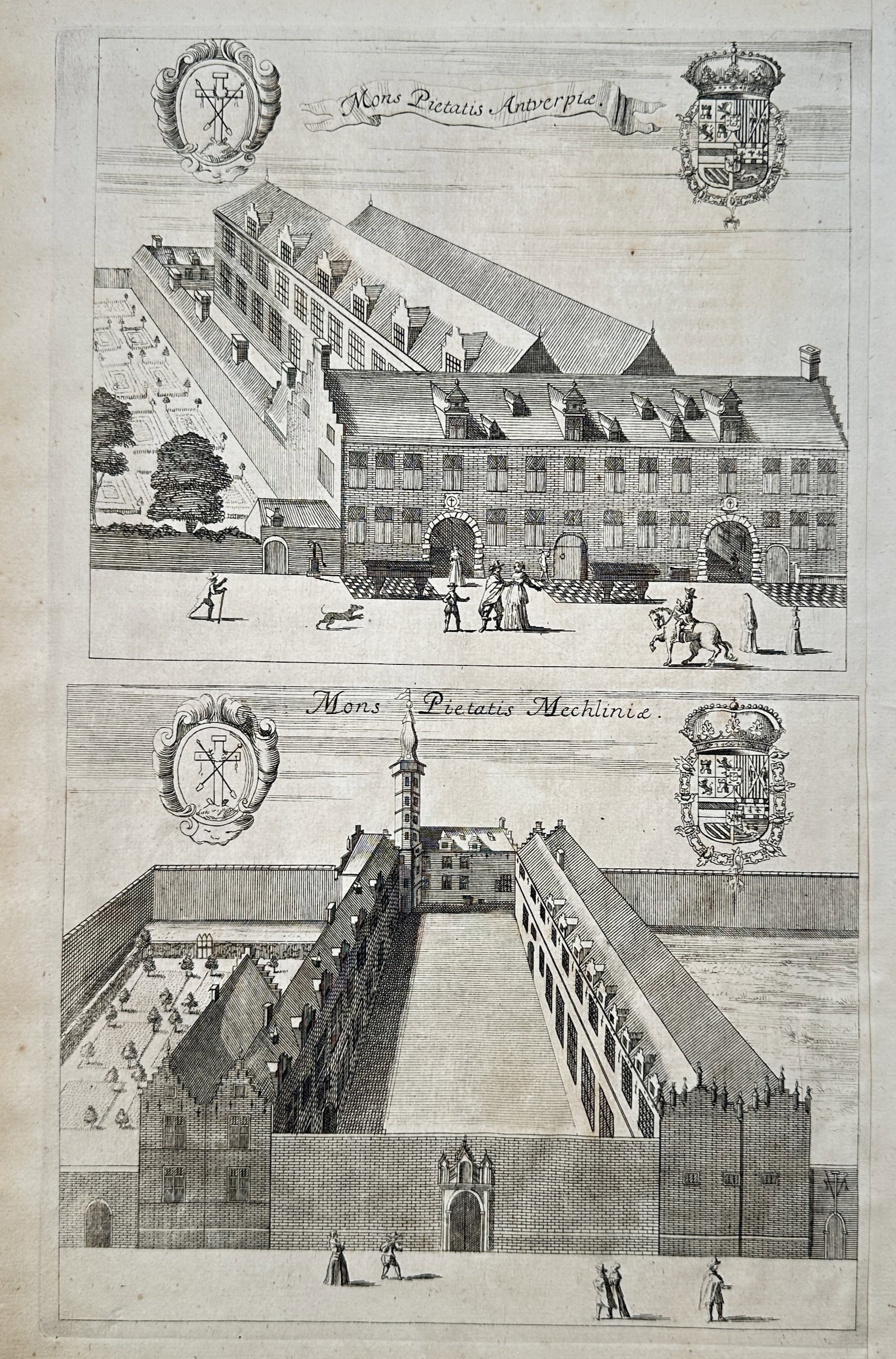 Antonius Sanderus (1586–1664) – Views of Mounts of Piety – Copper engraving (1659) (1 of 2)