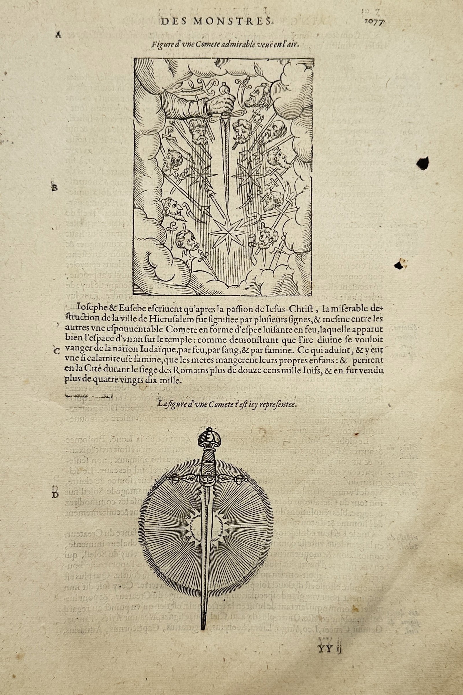 Ambroise Paré (1510–1590) – Astronomical Studies of Comets – Woodcut (1585) (1 of 2)
