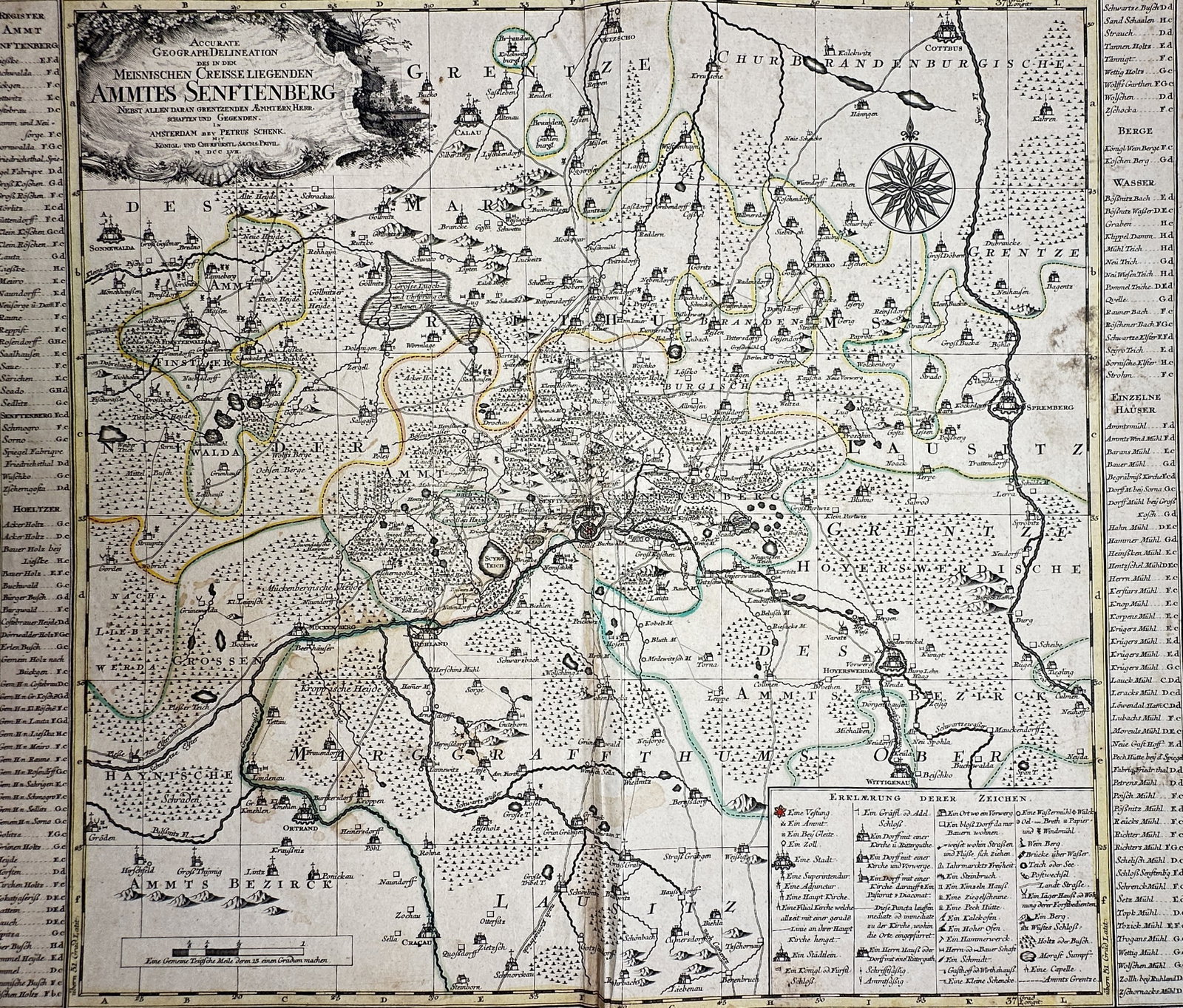 Petrus Schenk (1661–1711) – Map of the District of Senftenberg – Copper engraving (c. 1750) (1 of 2)