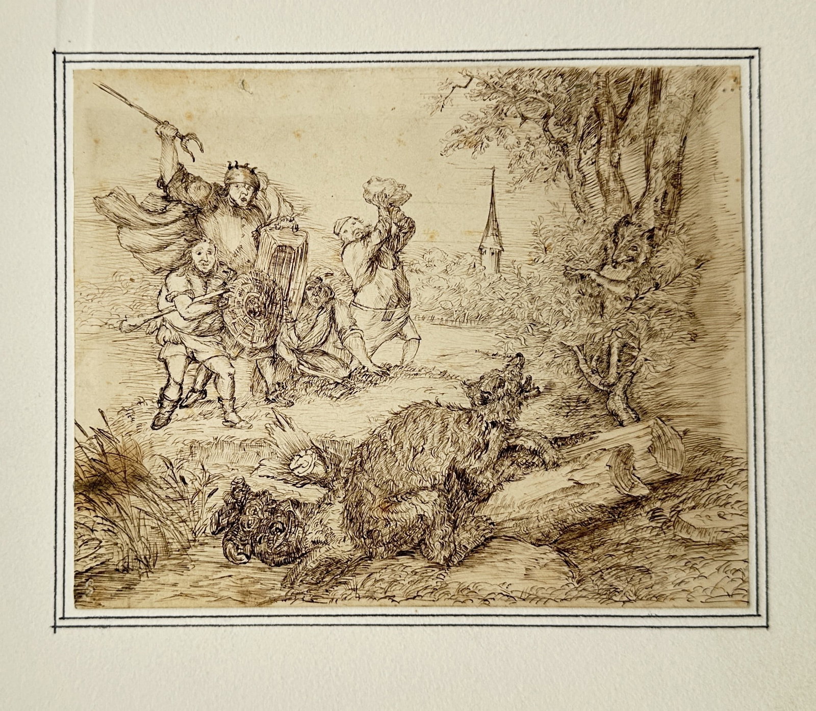 Allart van Everdingen (1621–1675) – The Bear Bruin Caught in the Log – Etching (1 of 2)