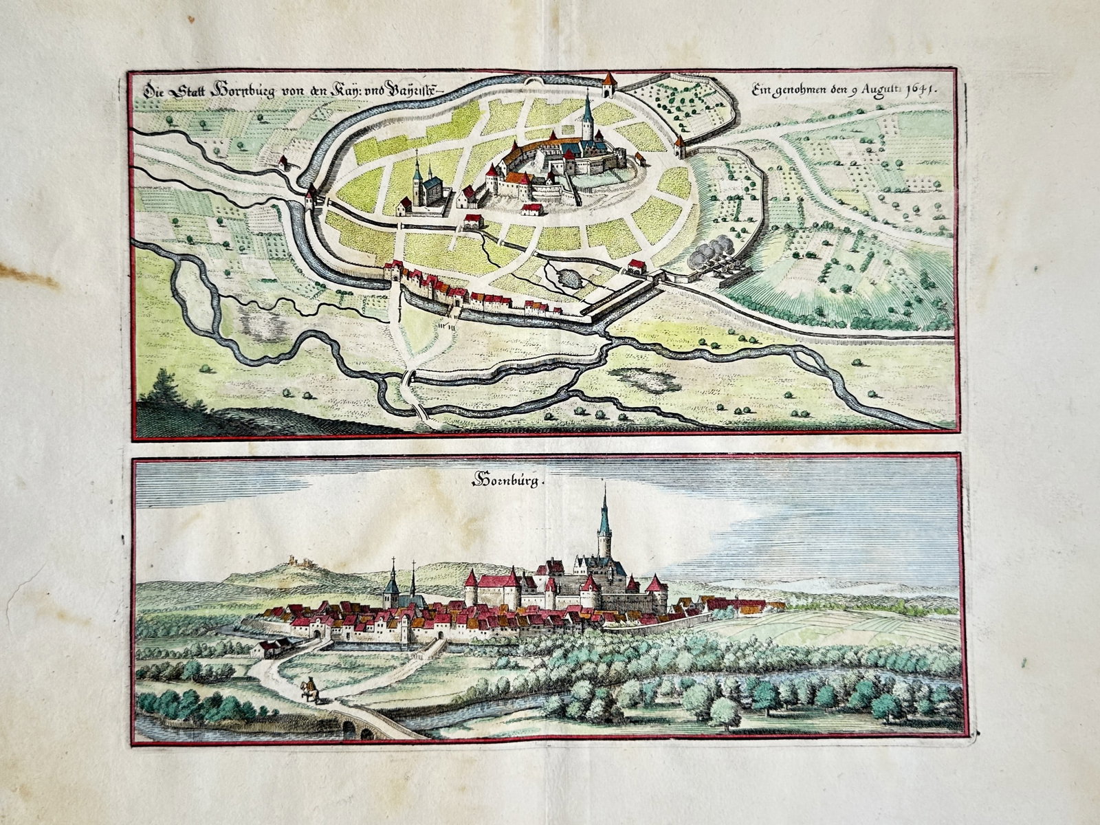 Matthäus Merian the Elder (1593–1650) – Map and Topographical View of Bernburg (1 of 2)