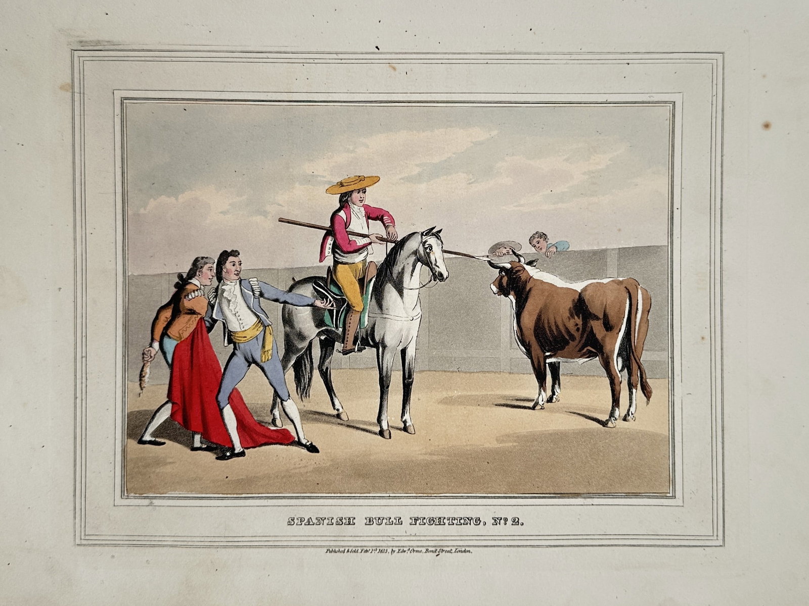 John Heaviside Clark (c. 1771–1863) – Spanish Bull Fighting, No. 2 – Hand-coloured aquatint (1 of 2)