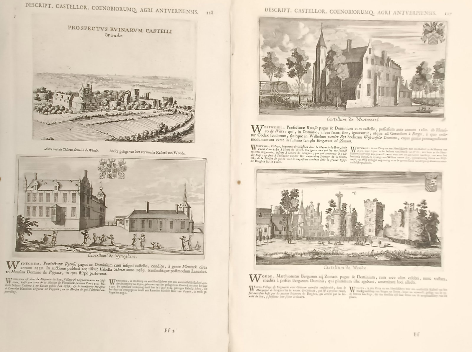 Jacques Le Roy – Set of 2: Topographical Views of Castles and Ruins in Antwerp – Copper (1 of 2)