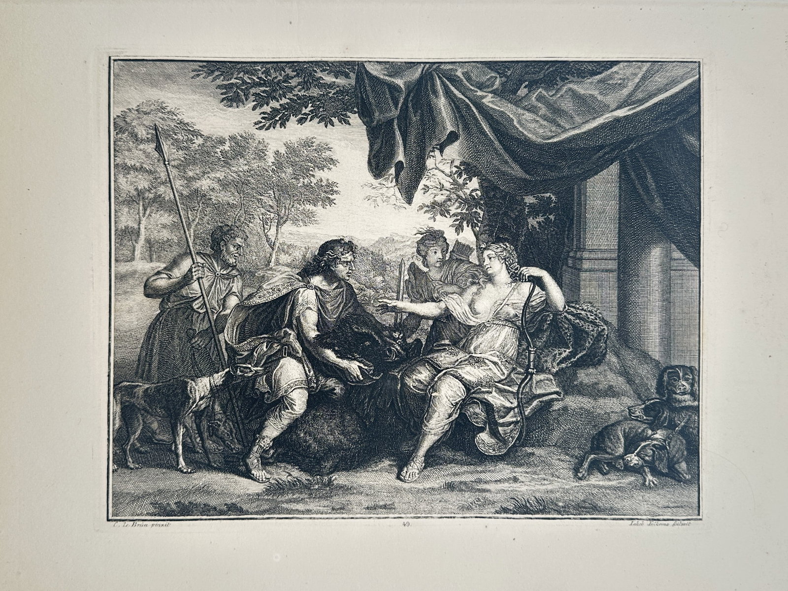 Charles Le Brun (1619–1690) – Mythological or Classical Scene – Engraving (1680) (1 of 2)