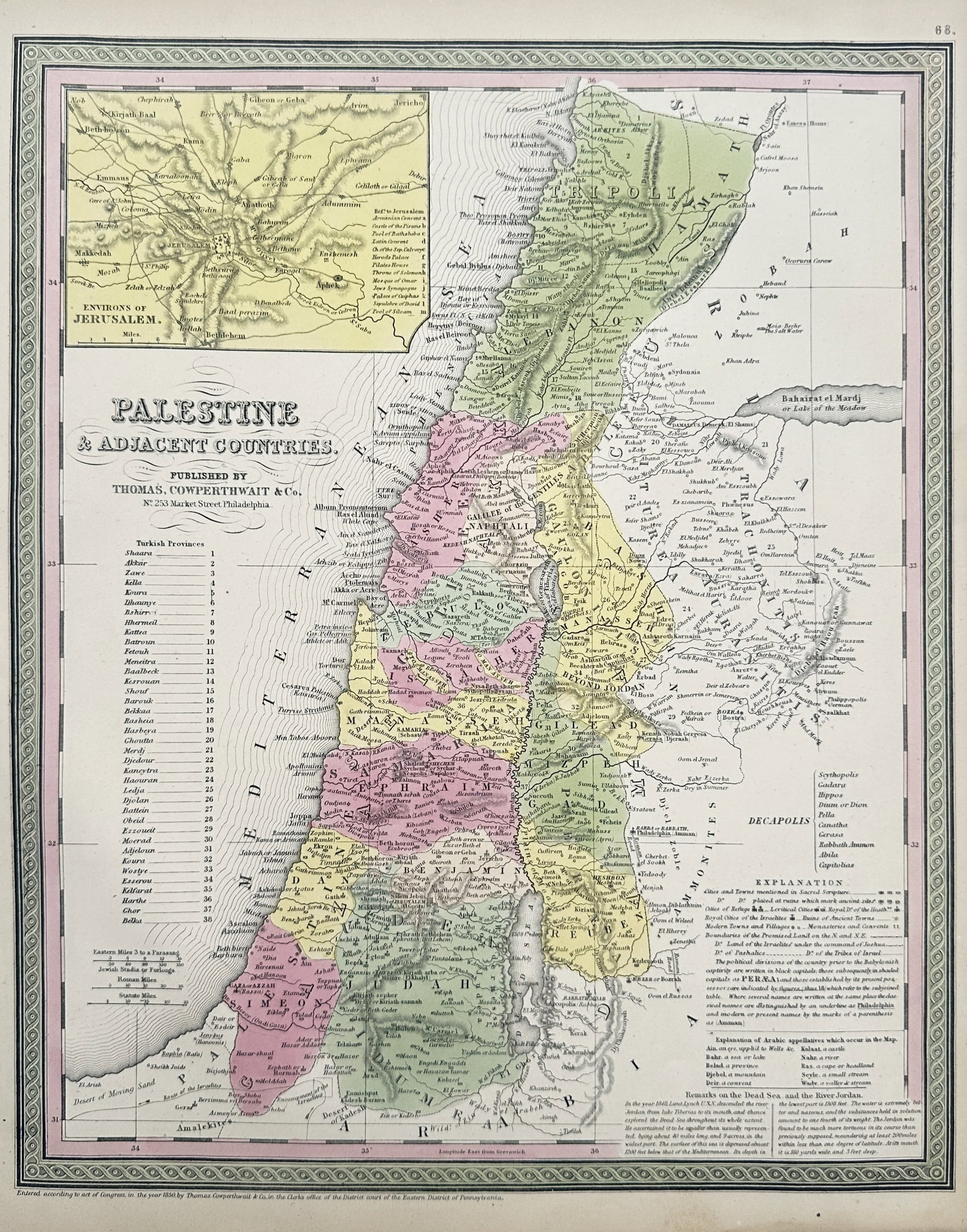 Thomas Cowperthwait (Active Mid-19th Century) – Map of Palestine and Adjacent Countries (1 of 2)