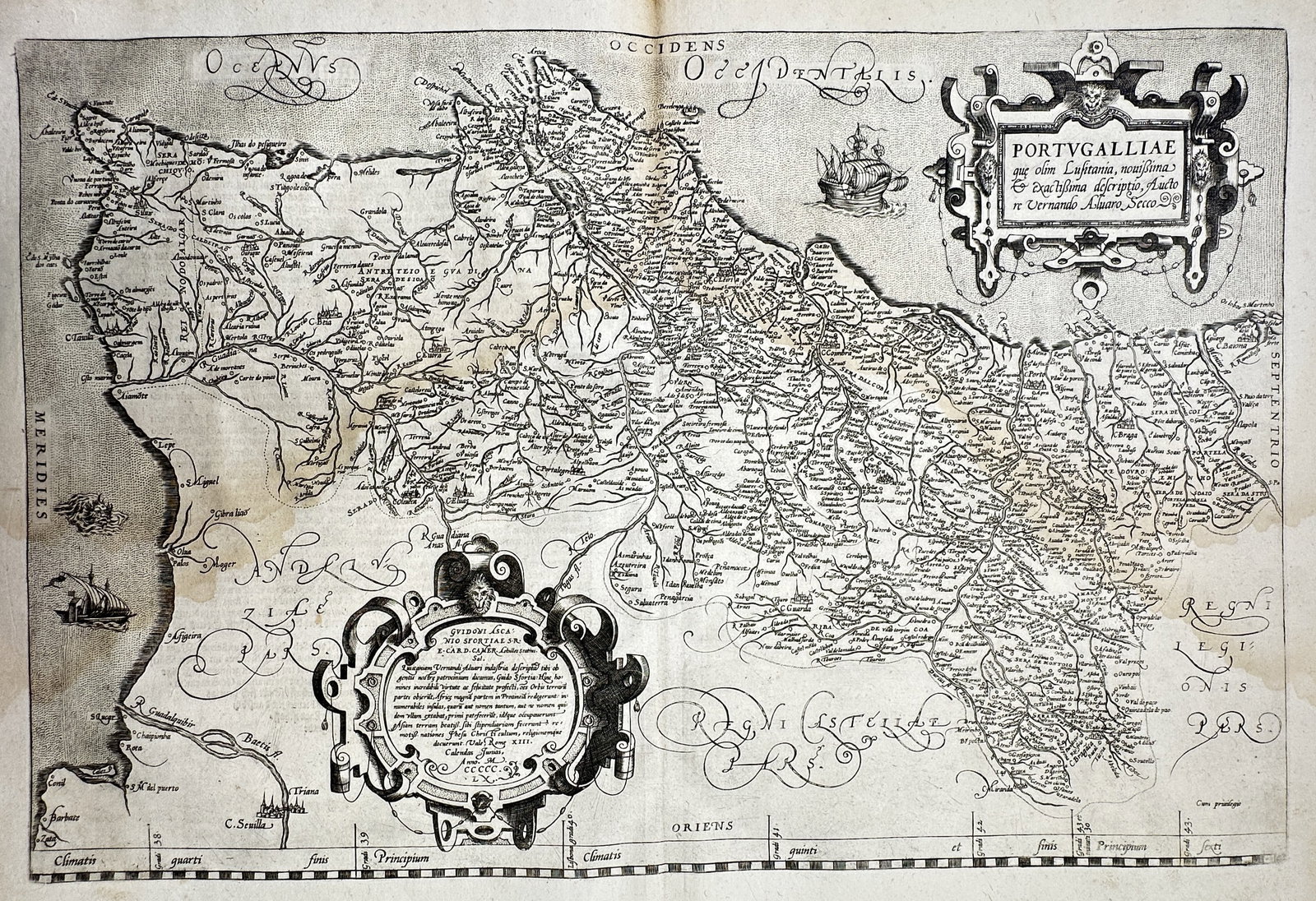 Abraham Ortelius (1527–1598) – Map of Portugal – Portugal – Copper Engraving (c. 1600) (1 of 2)