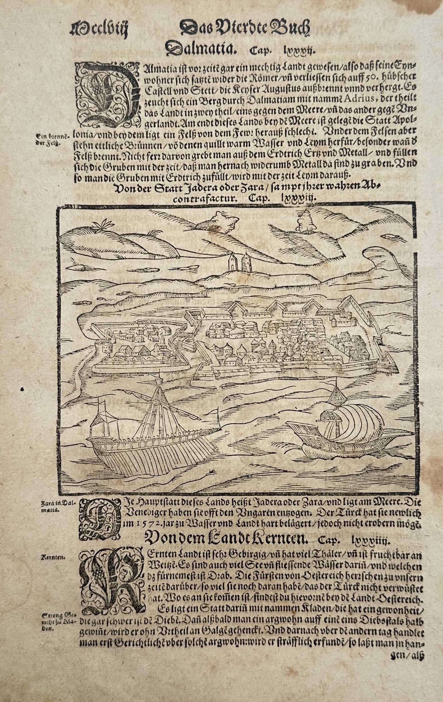 Sebastian Münster (1488–1552) – Topographical View of Zadar – Croatia – Woodcut (c. 1550) (1 of 2)