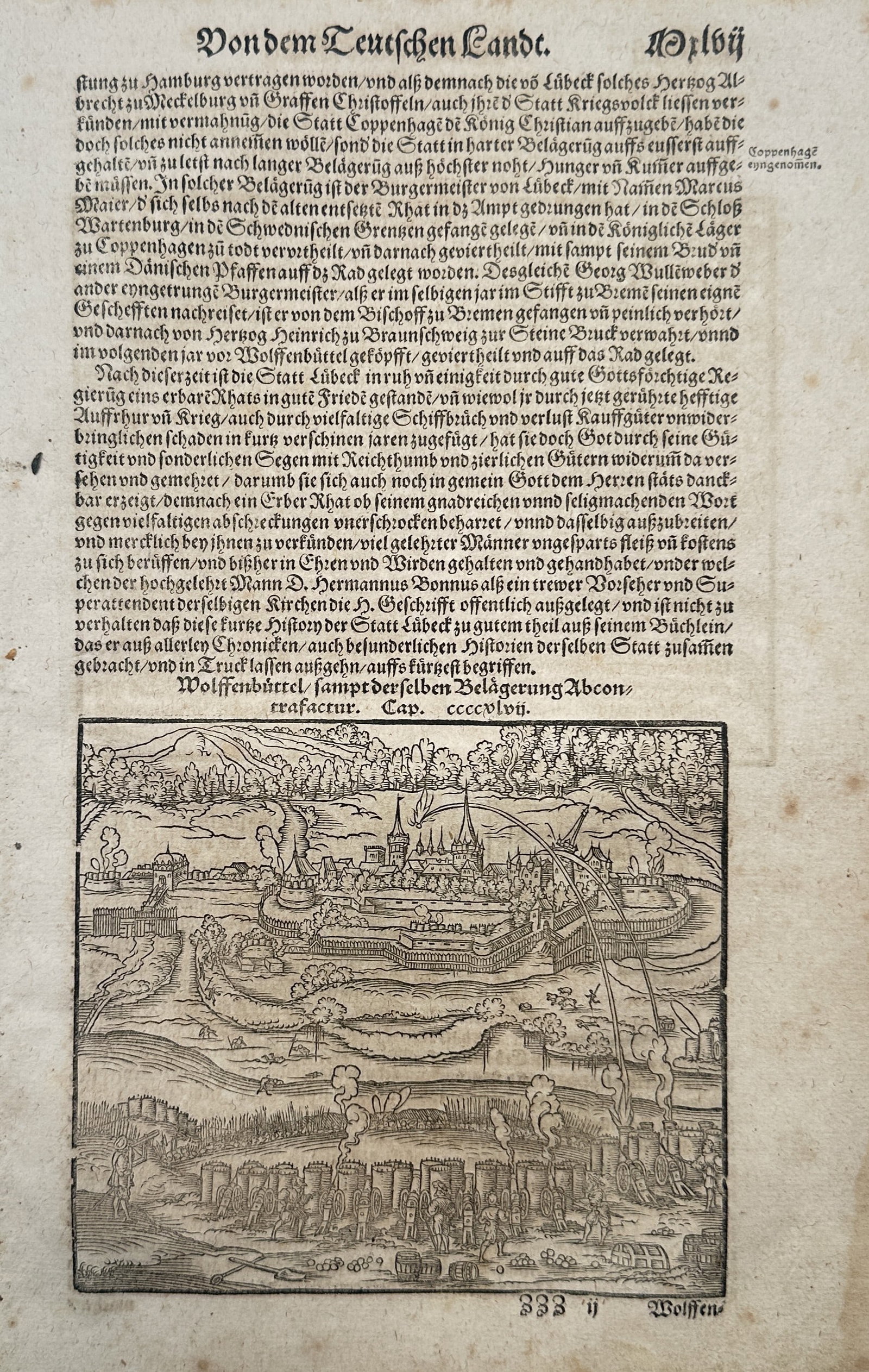 Sebastian Münster (1488–1552) – Topographical View of the Siege of Wolfenbüttel – Germany (1 of 2)