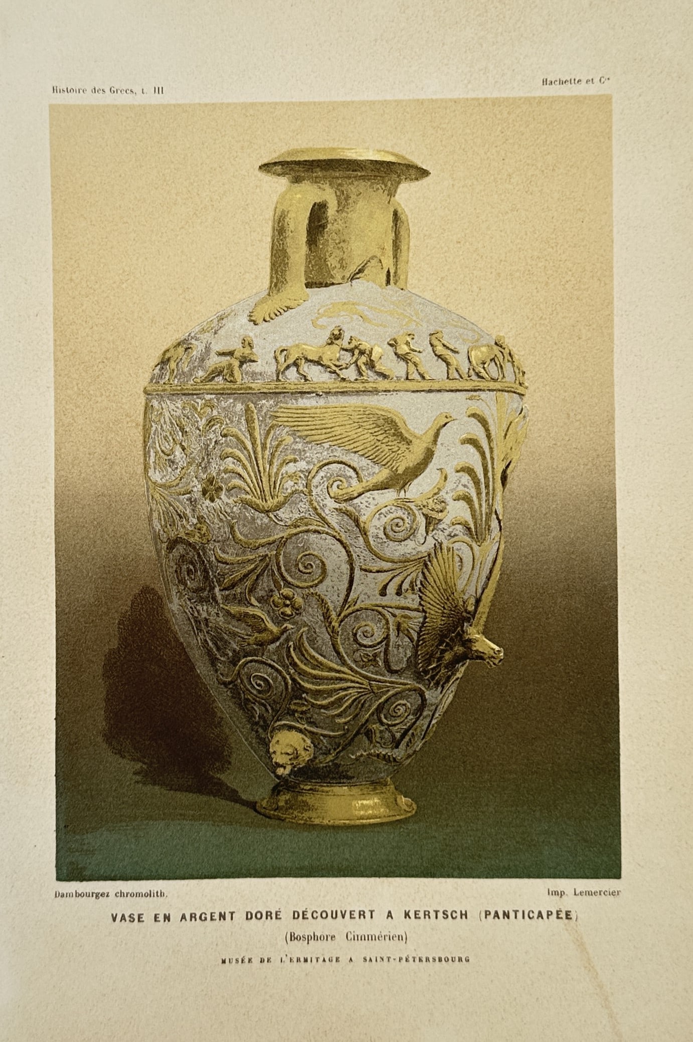 Victor Duruy – Ancient Silver-Gilt Vase Discovered at Kerch – Chromolithograph (c. 1887–1889) (1 of 2)