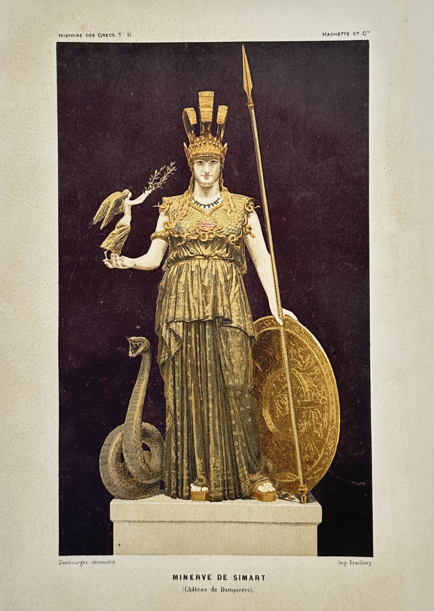 Victor Duruy (1811–1894) – Statue of Minerva by Simart – Chromolithograph (c. 1887–1889) (1 of 2)