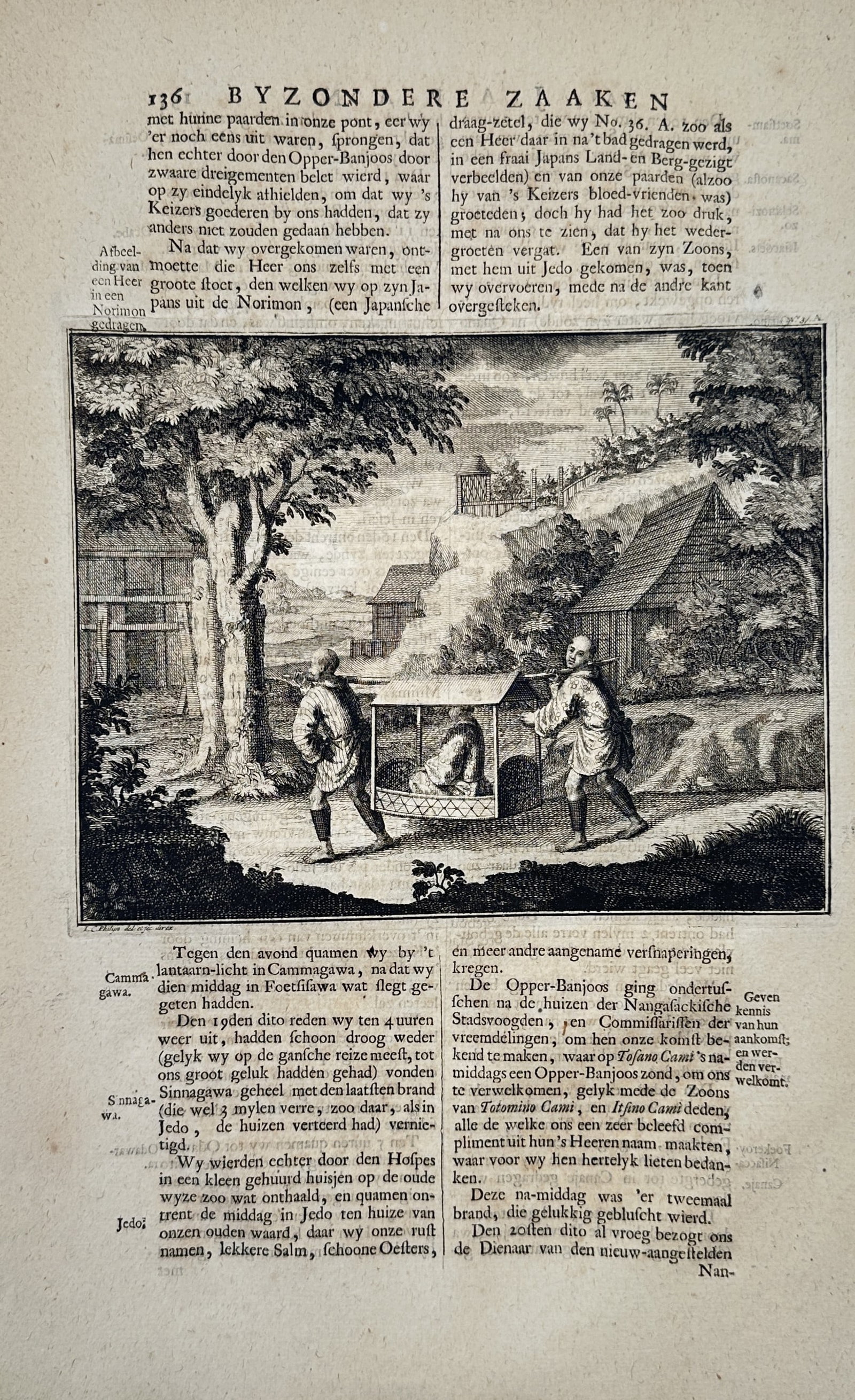 François Valentijn – View of a Japanese Palanquin Procession – Copper engraving (1726) (1 of 2)