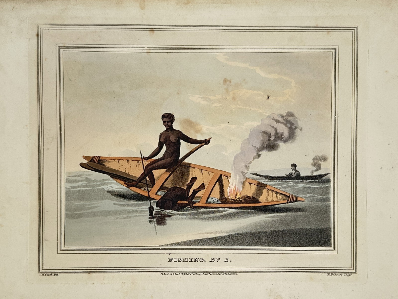 John Heaviside Clark – View of Indigenous Australians Fishing from a Canoe (1 of 2)