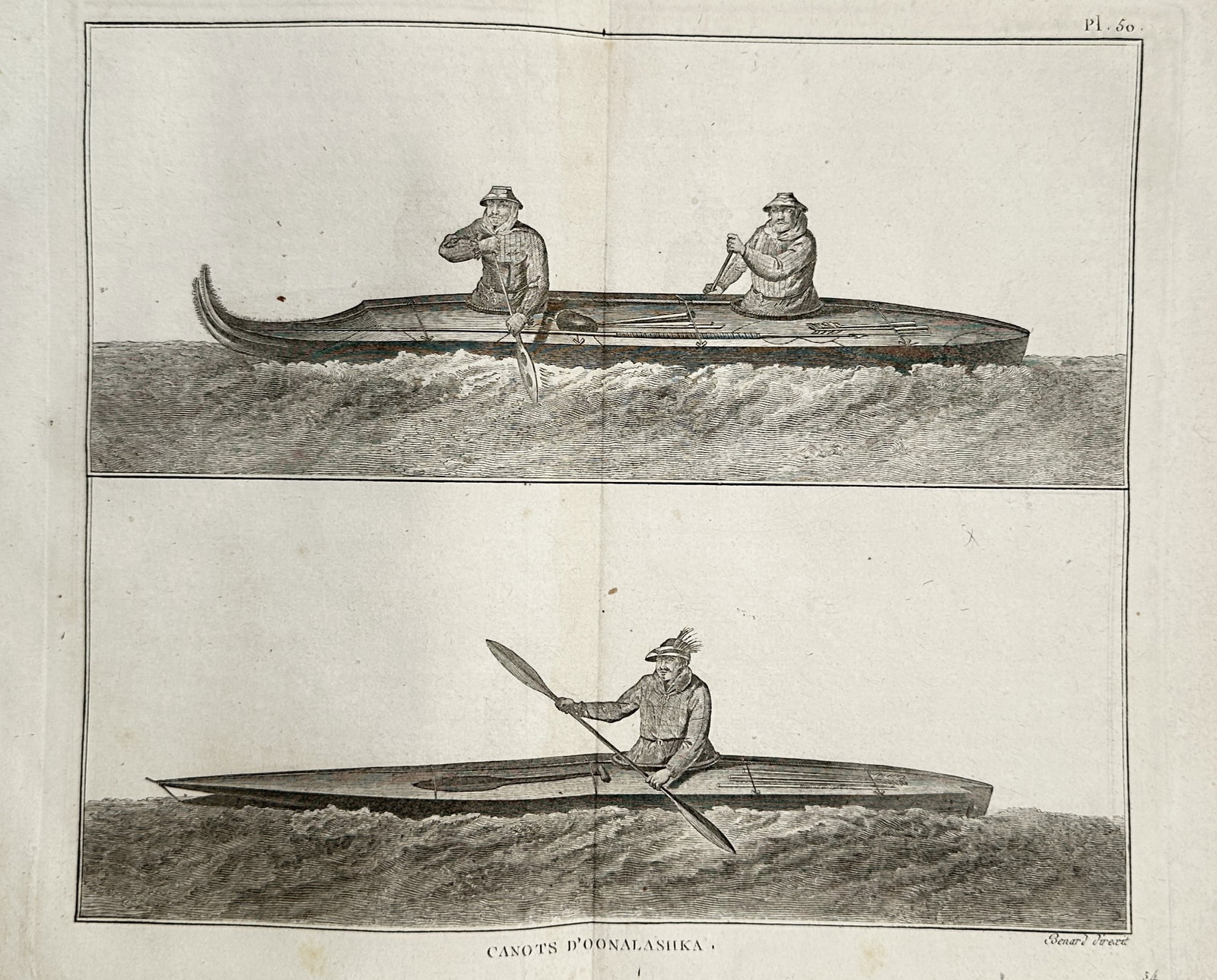 John Webber – Canoes of Unalaska – Engraving (c. 1784–1785) (1 of 2)