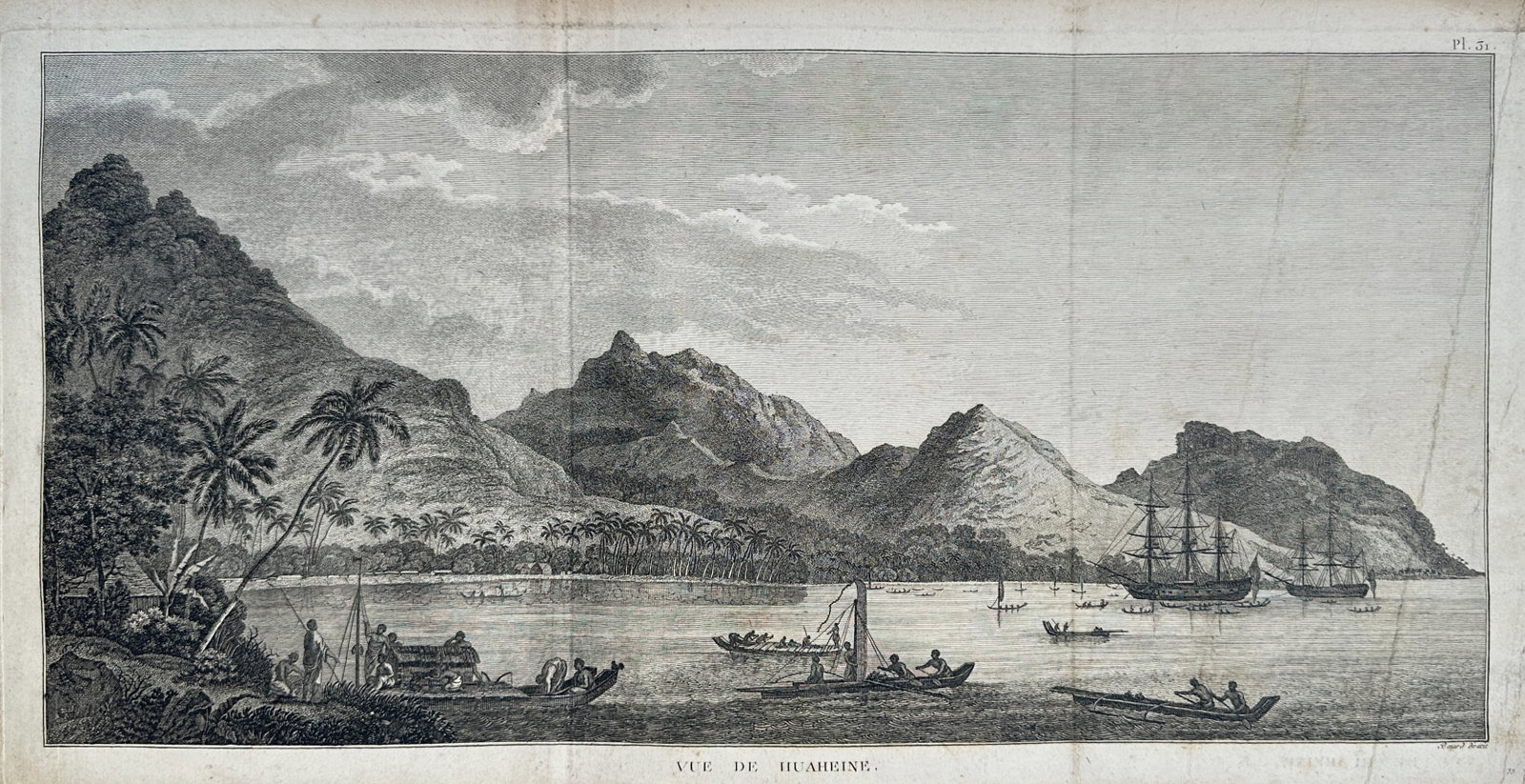 John Webber – View of Huahine – Engraving (c. 1784–1785) (1 of 2)
